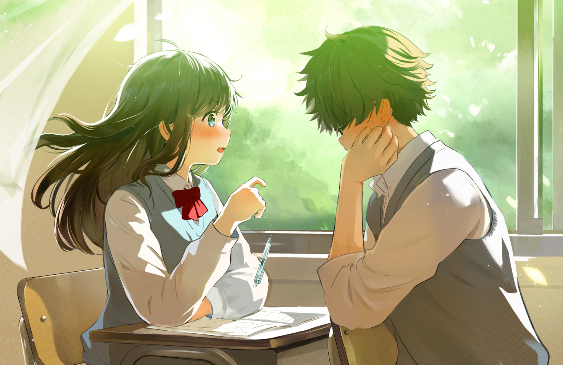 Download mobile wallpaper Anime, Couple, School Uniform for free.
