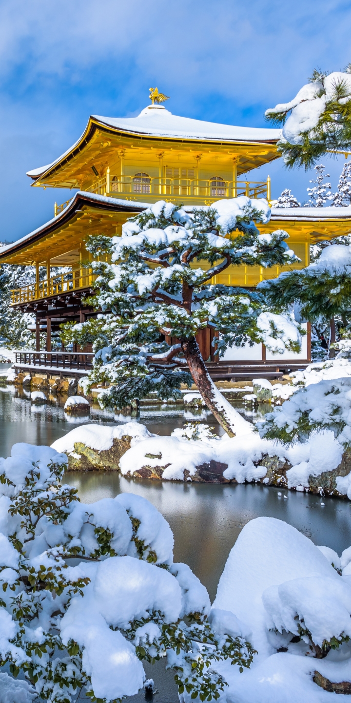 Handy-Wallpaper Winter, Schnee, Pagode, Japan, Religiös kostenlos herunterladen.