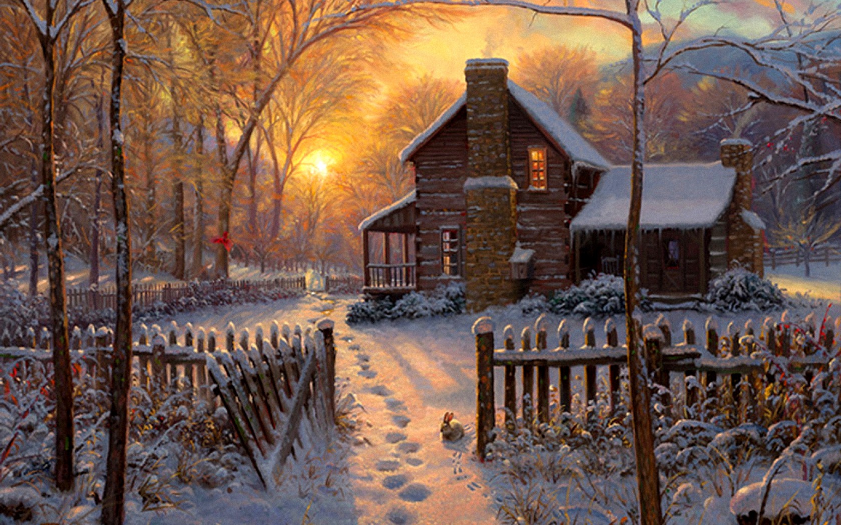 Free download wallpaper Winter, Snow, House, Fence, Artistic on your PC desktop