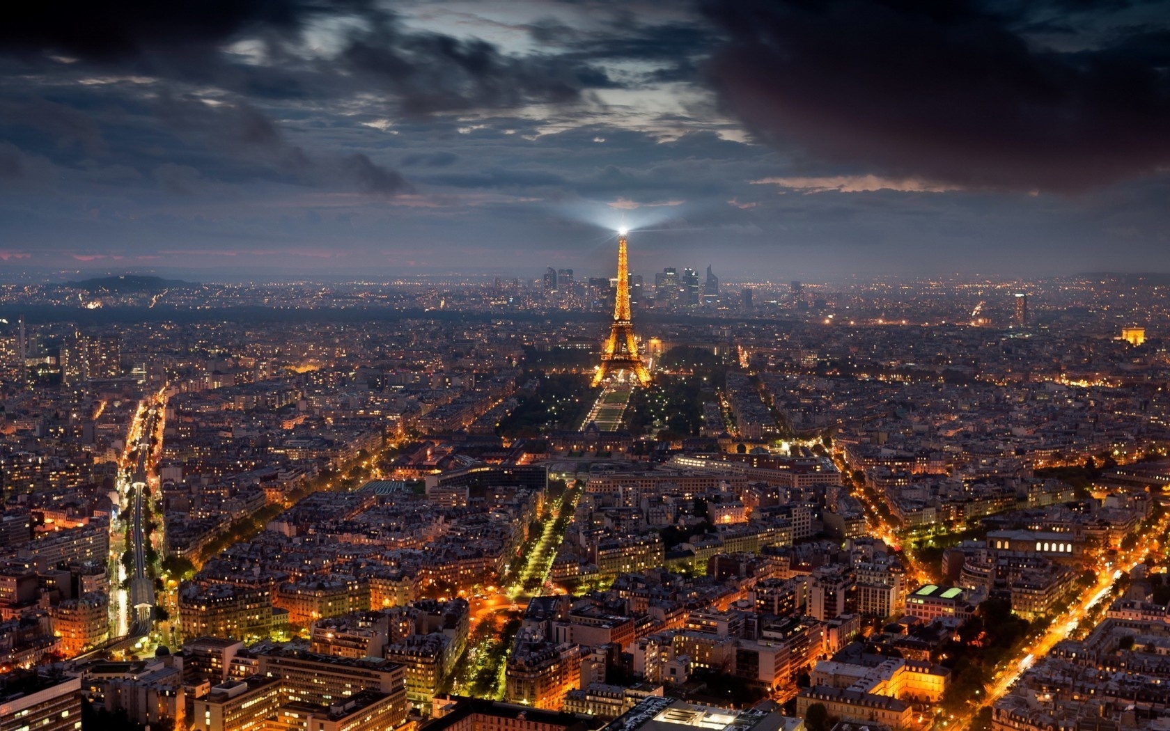 23981 Bild herunterladen eiffelturm, übernachtung, landschaft, städte, paris - Hintergrundbilder und Bildschirmschoner kostenlos