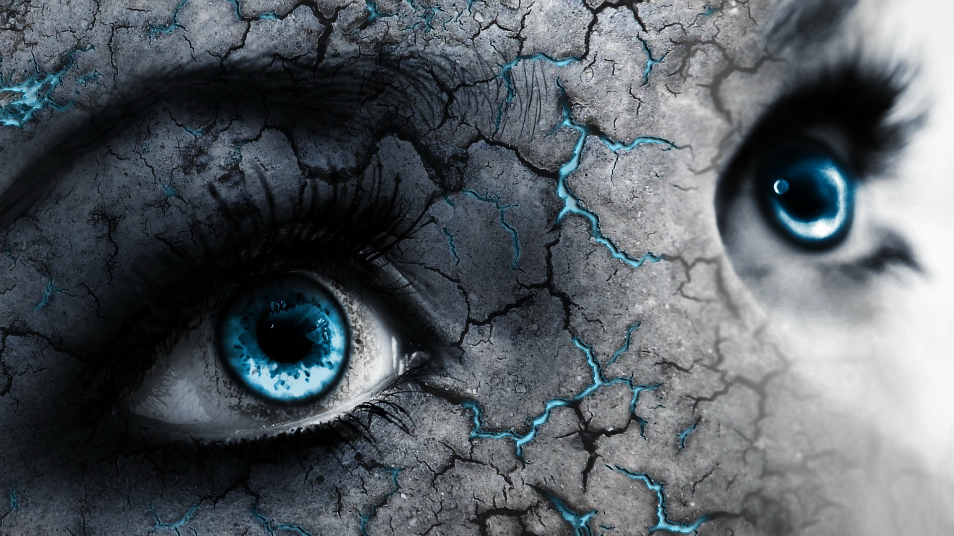 Free download wallpaper Fantasy, Dark, Artistic, Face, Blue Eyes on your PC desktop