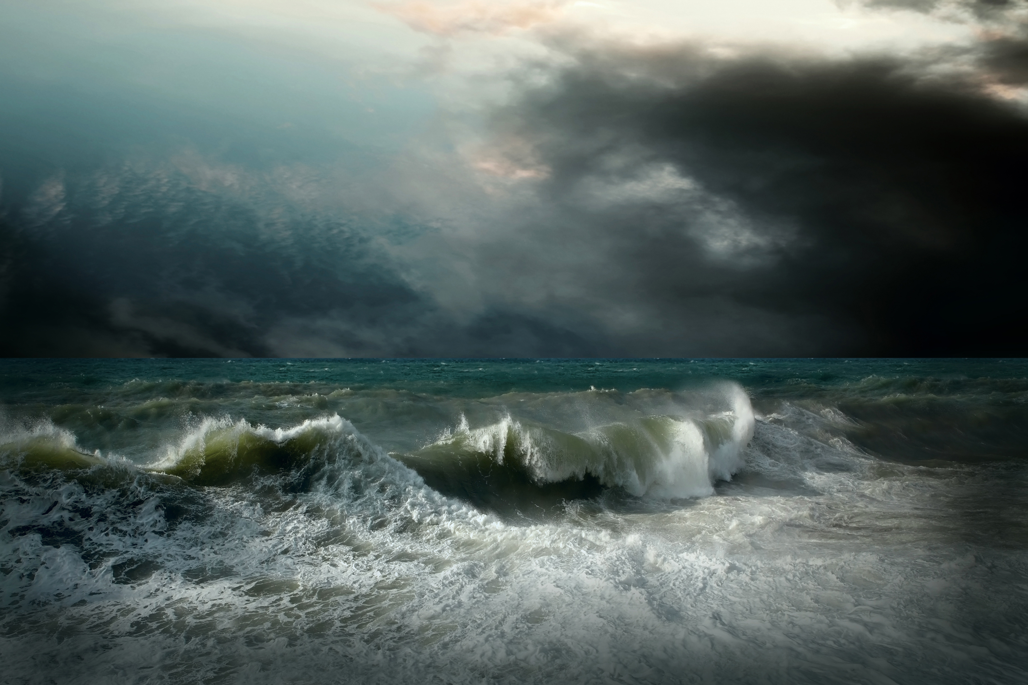 Download mobile wallpaper Sky, Sea, Ocean, Earth, Storm, Cloud, Wave for free.