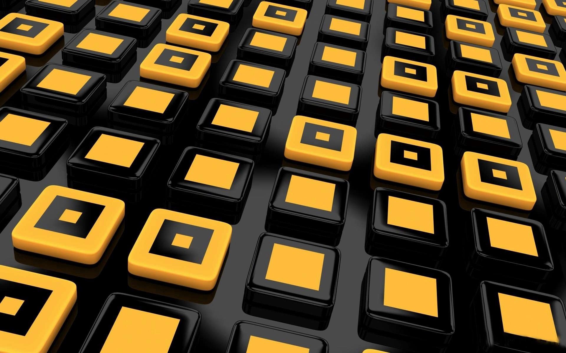 yellow, 3d, lines, squares wallpapers for tablet