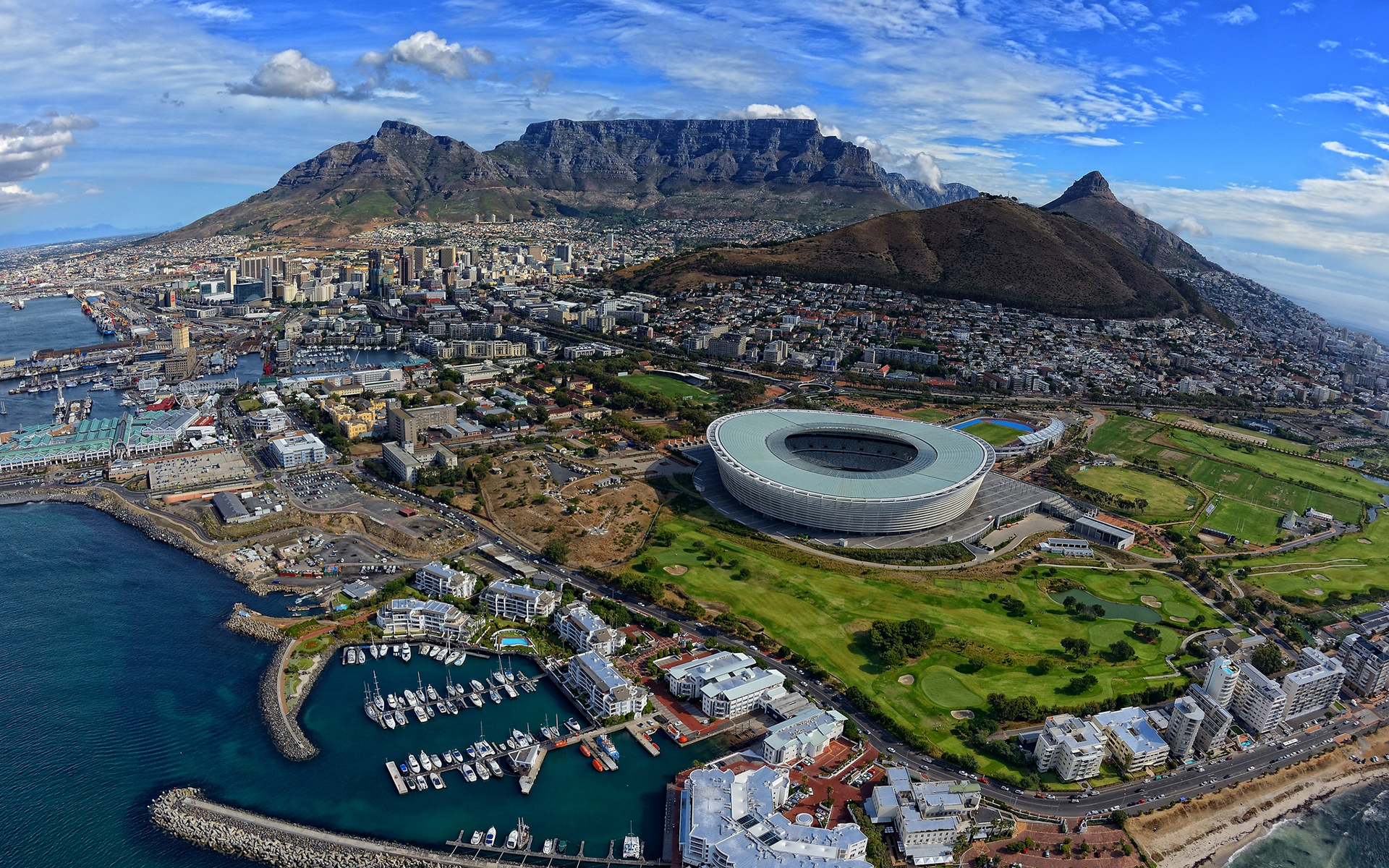 1501667 скачать картинку кейптаун, сделано человеком, городской пейзаж, побережье, гора, небо - обои и заставки бесплатно