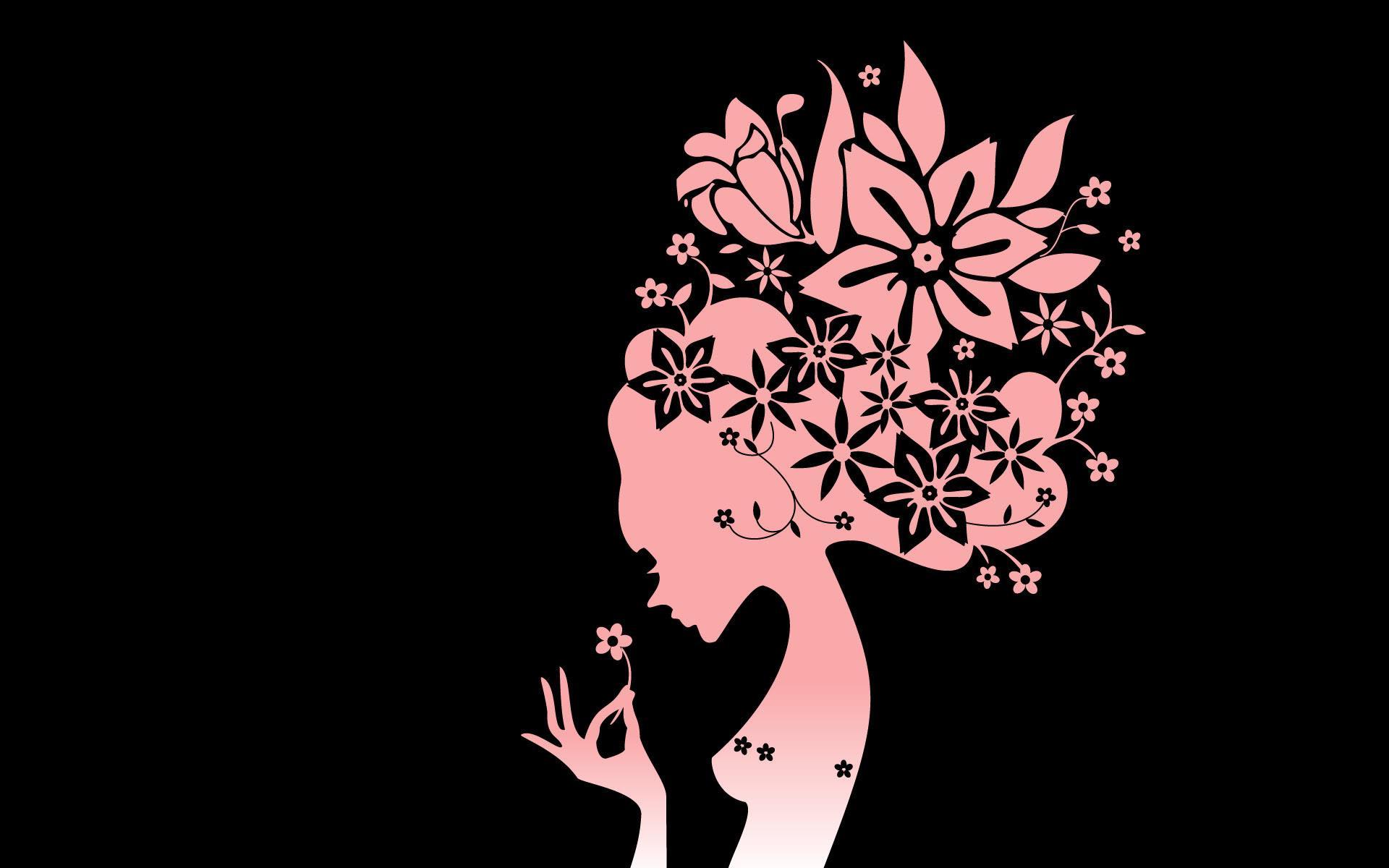 Handy-Wallpaper Rosa, Blume, Silhouette, Frauen, Künstlerisch kostenlos herunterladen.