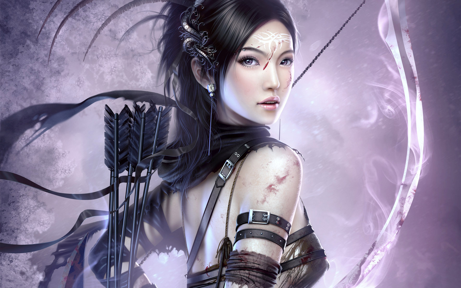 742183 baixar papel de parede mulher guerreira, fantasia, arqueiro, flecha, asiática, arco, tatuagem - protetores de tela e imagens gratuitamente