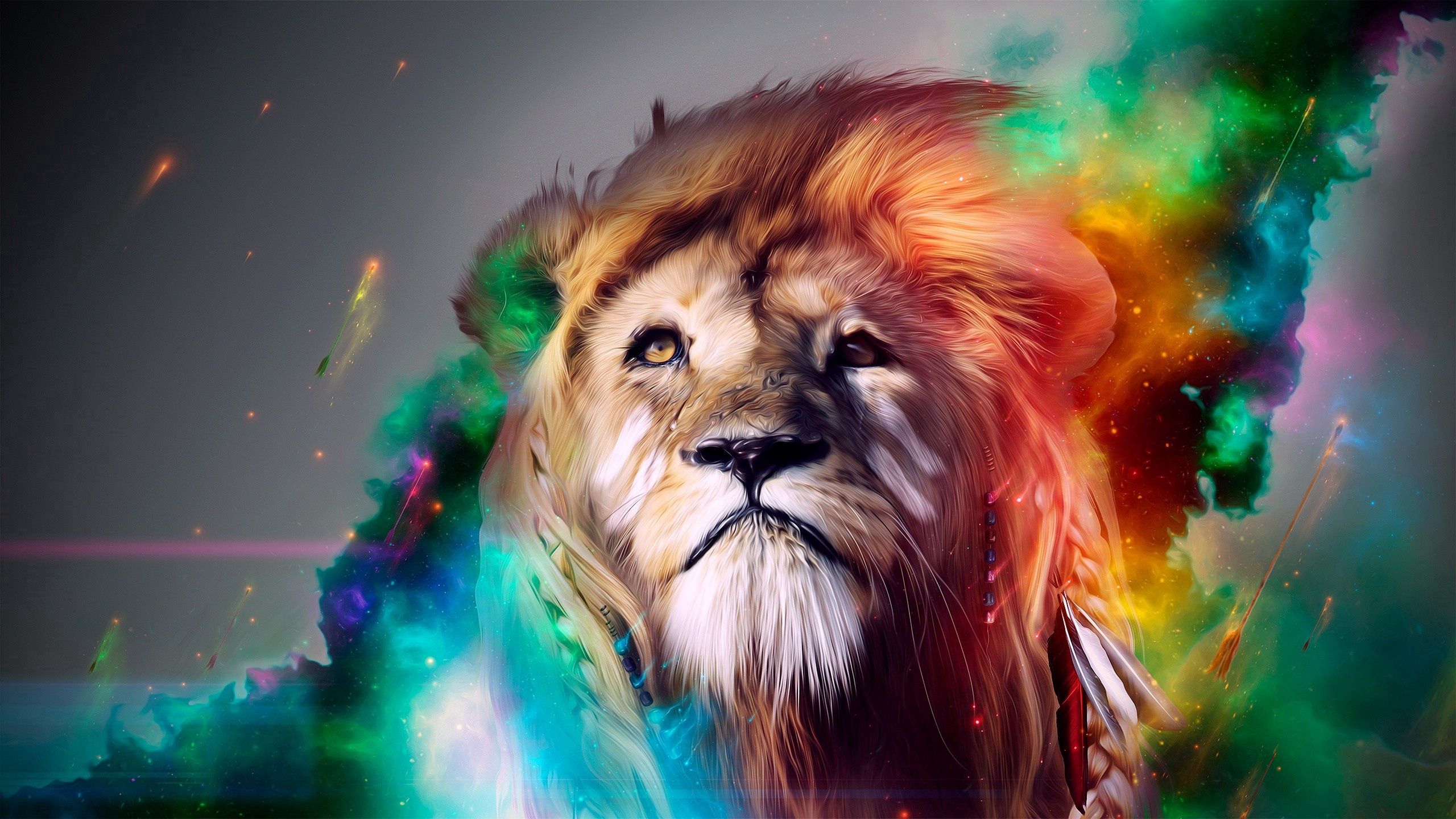 133110 descargar fondo de pantalla abigarrado, abstracción, multicolor, bozal, fumar, un leon, león, gato grande: protectores de pantalla e imágenes gratis