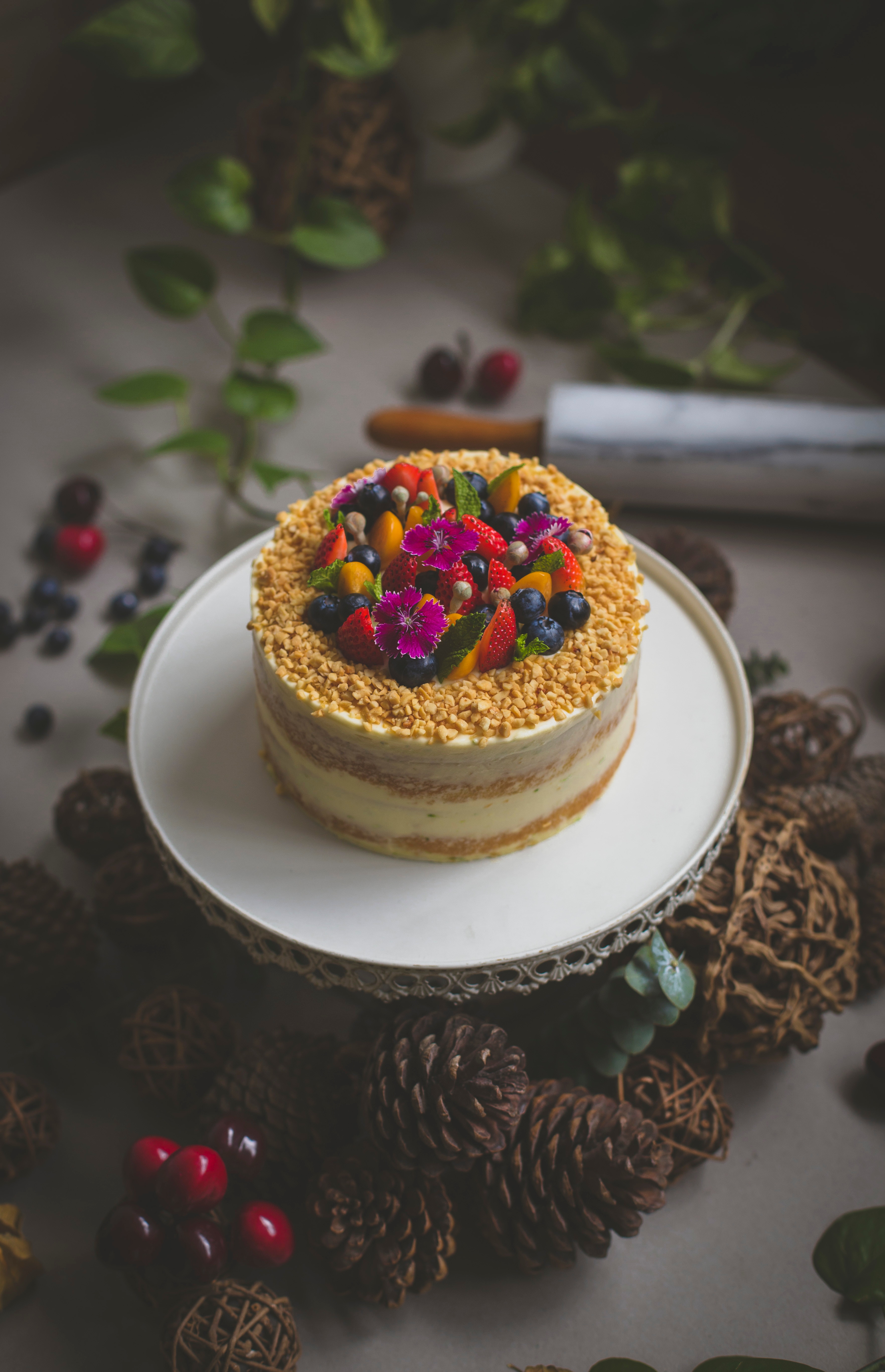 cake, berries, food, desert, bakery products, baking HD wallpaper