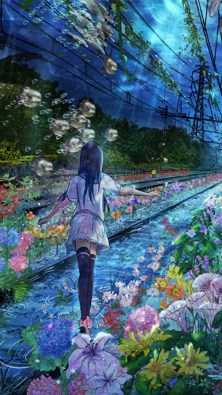 Handy-Wallpaper Fantasie, Blume, Unterwasser, Original, Meer, Animes kostenlos herunterladen.