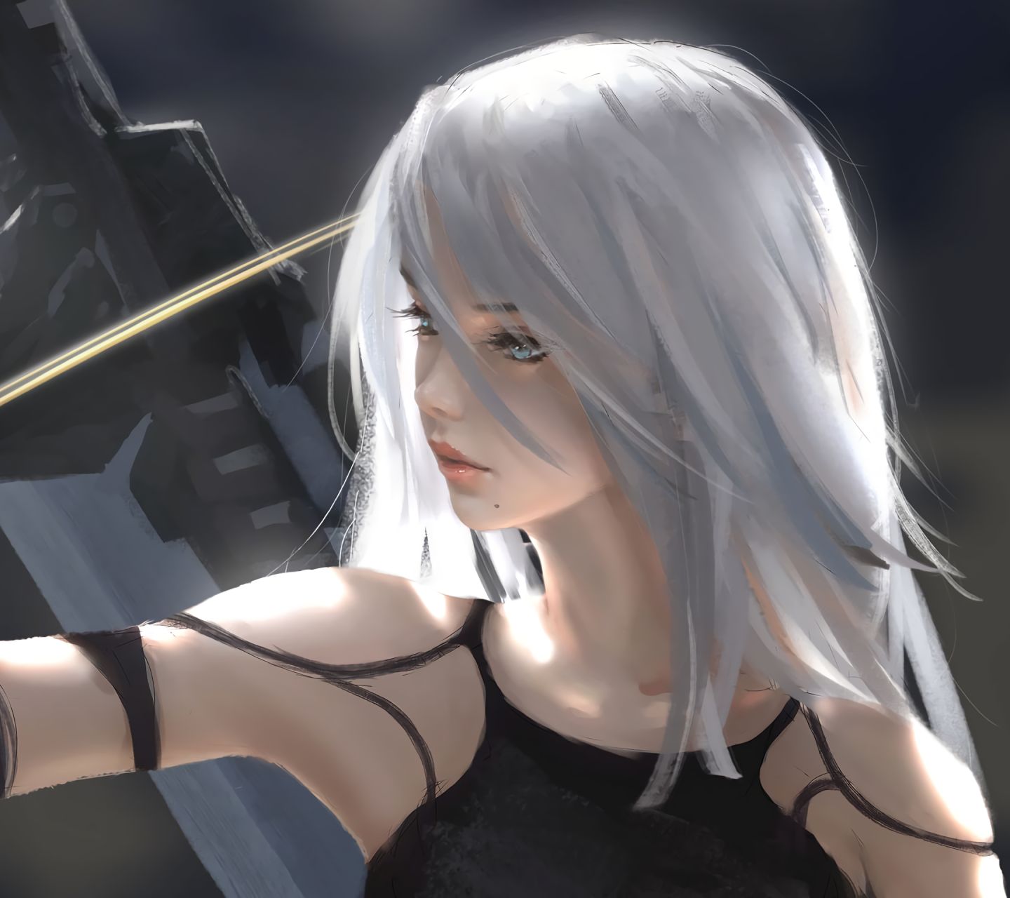 Download mobile wallpaper Sword, Video Game, White Hair, Nier: Automata, Yorha Type A No 2 for free.