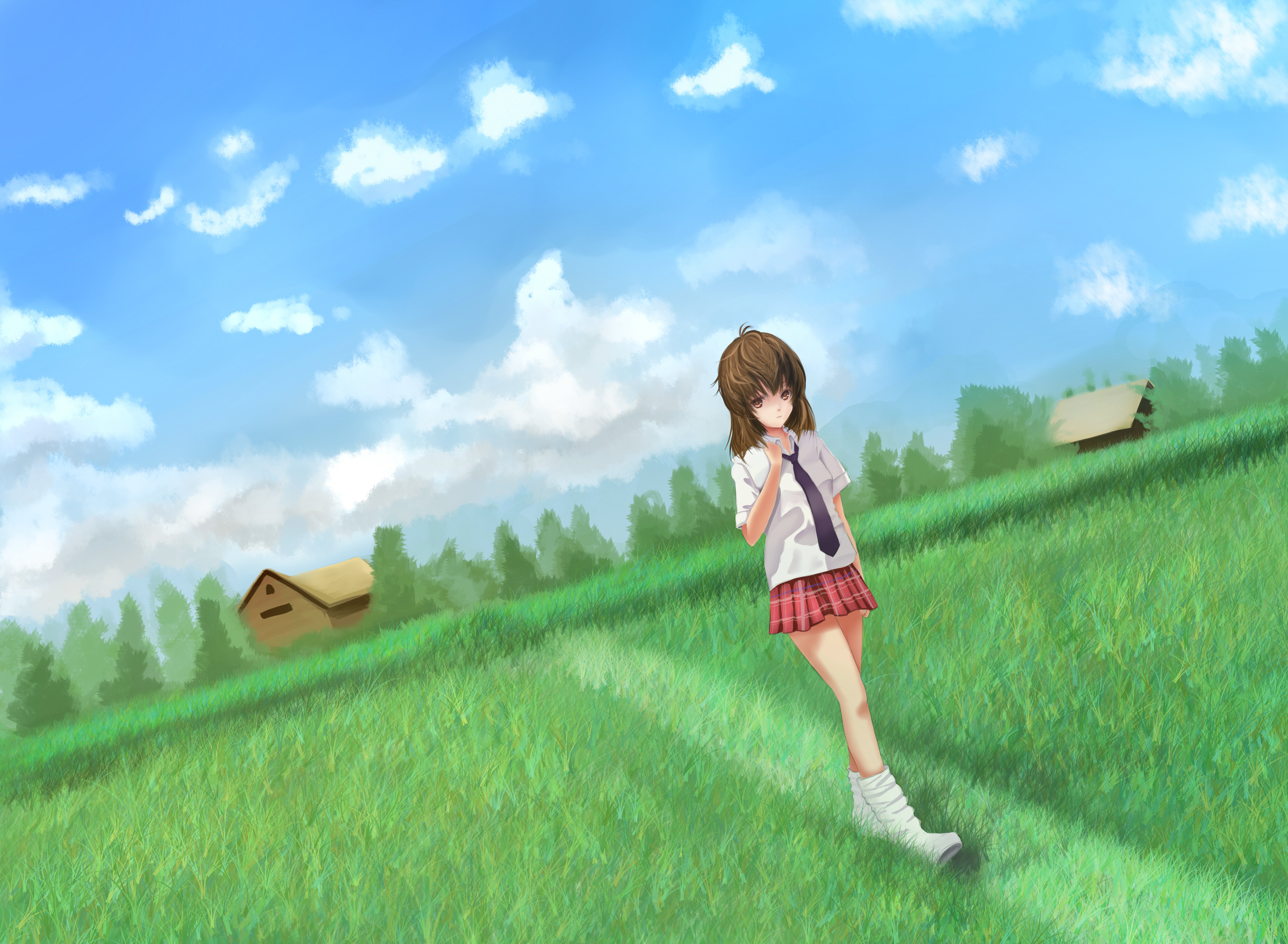 Download mobile wallpaper Anime, Grass, Original for free.