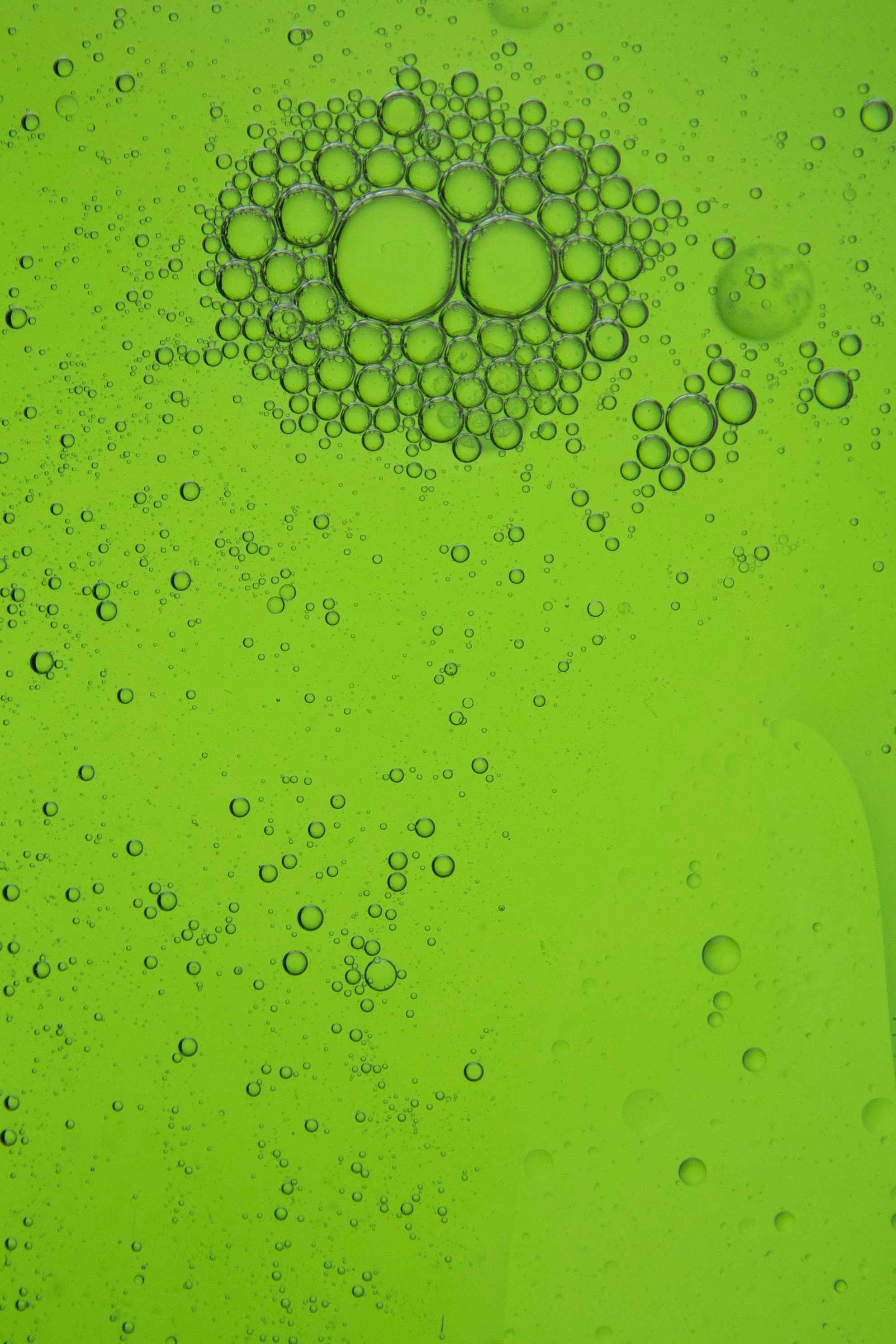 round, green, abstract, water, bubbles