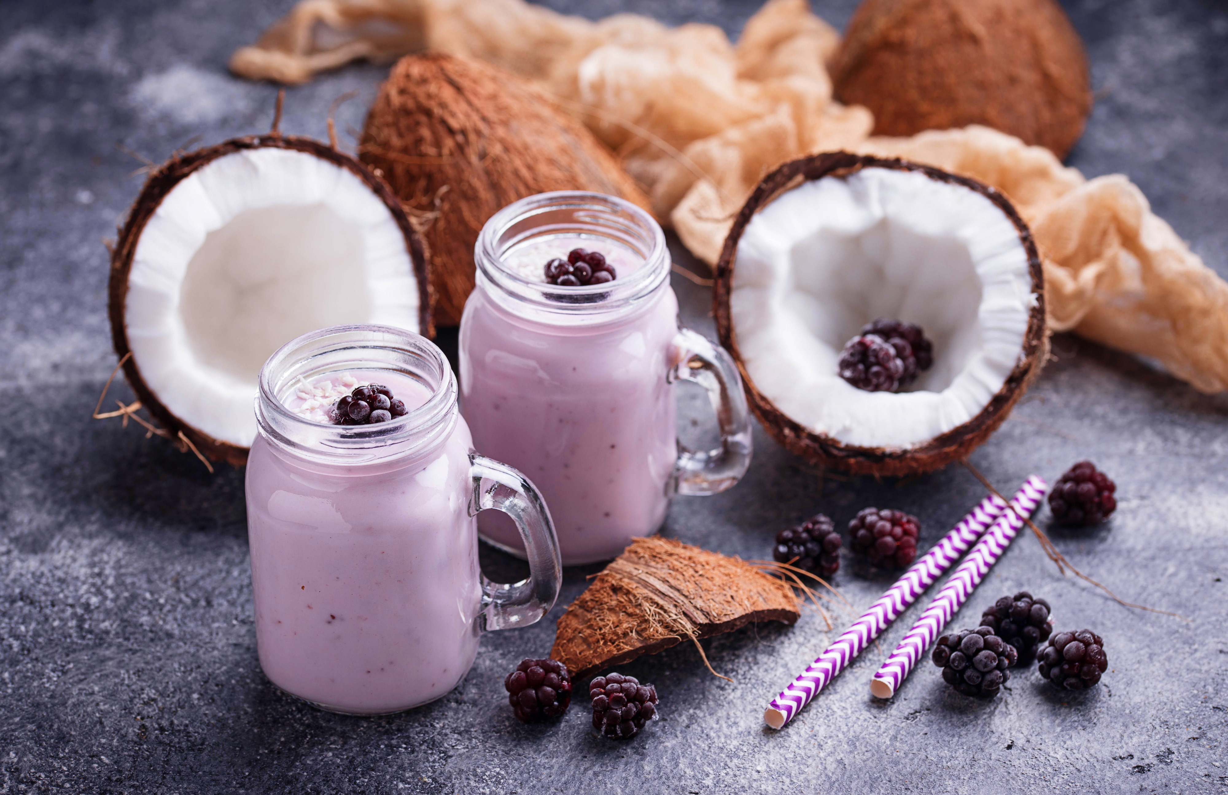 Download mobile wallpaper Food, Raspberry, Fruit, Drink, Coconut, Smoothie for free.