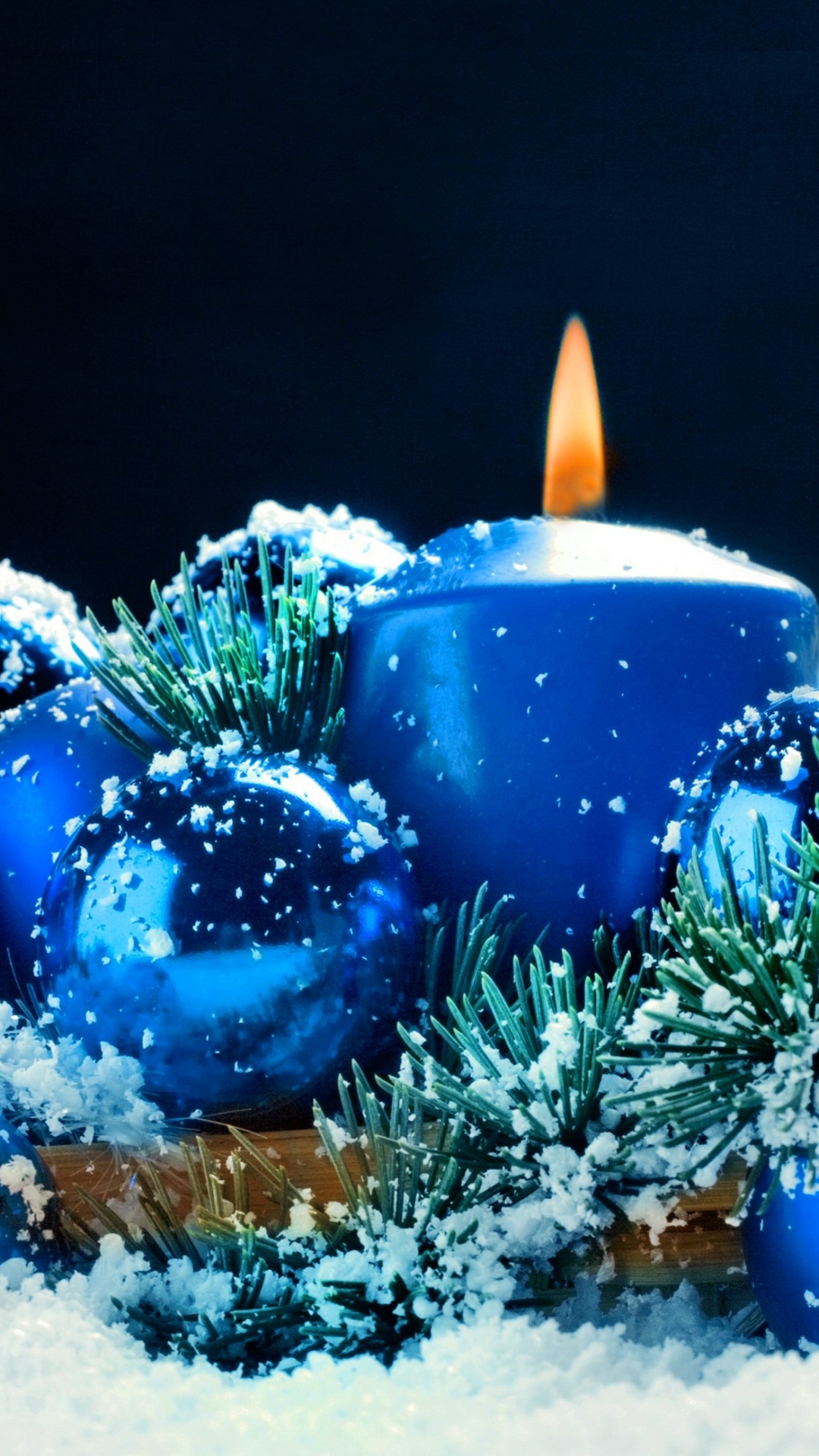 Handy-Wallpaper Feiertage, Schnee, Weihnachten, Weihnachtsschmuck, Kerze kostenlos herunterladen.