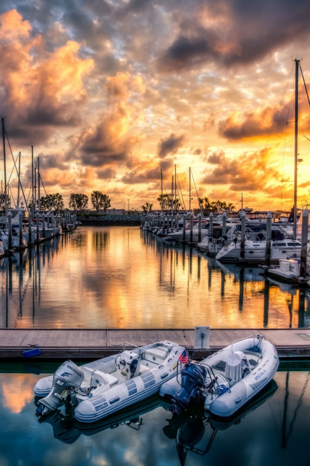 Download mobile wallpaper Water, Sunset, Sky, Boat, Harbor, San Diego, Vehicle, Man Made for free.
