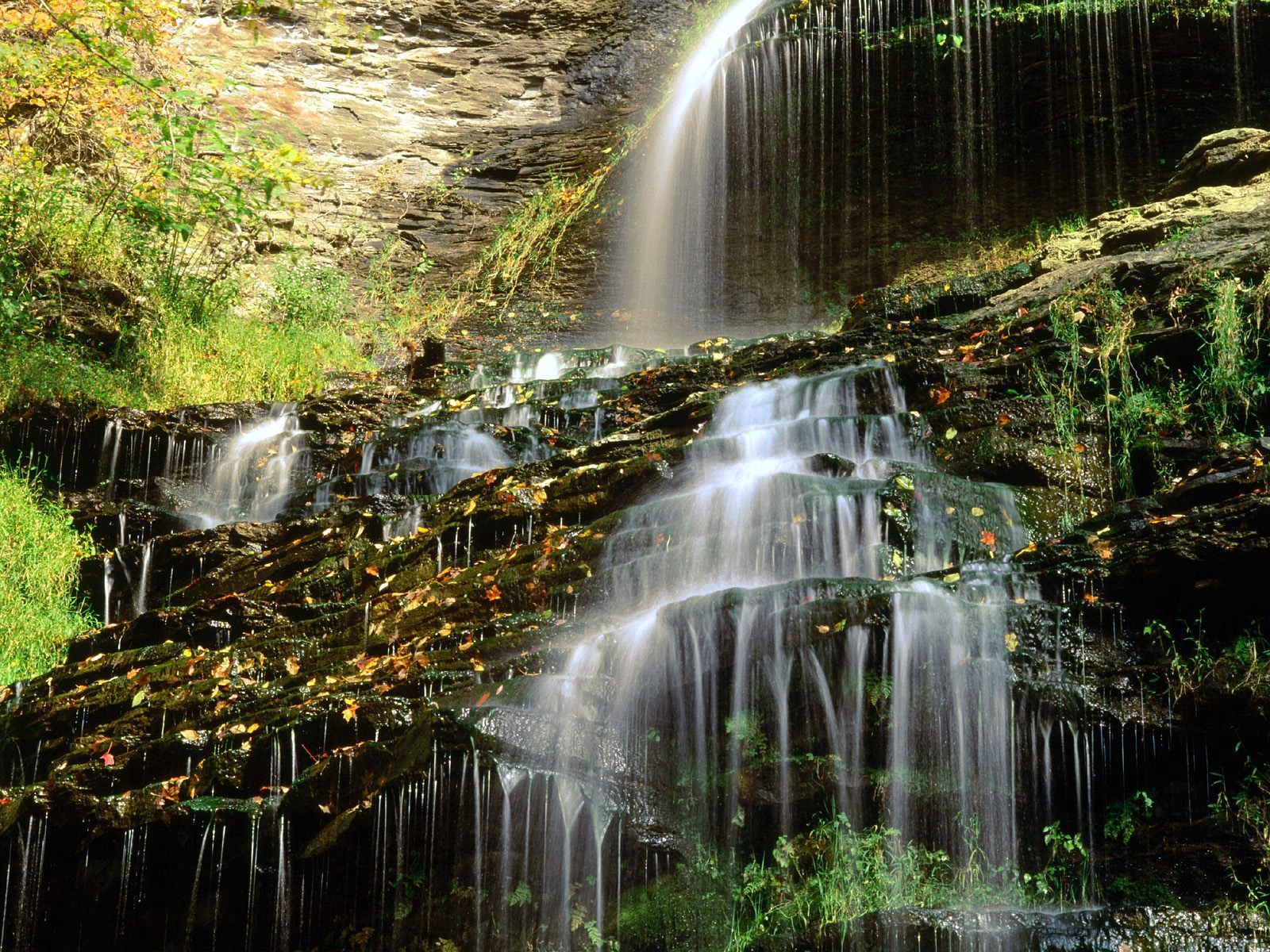 Скачать обои бесплатно Природа, Водопад, Осень картинка на рабочий стол ПК