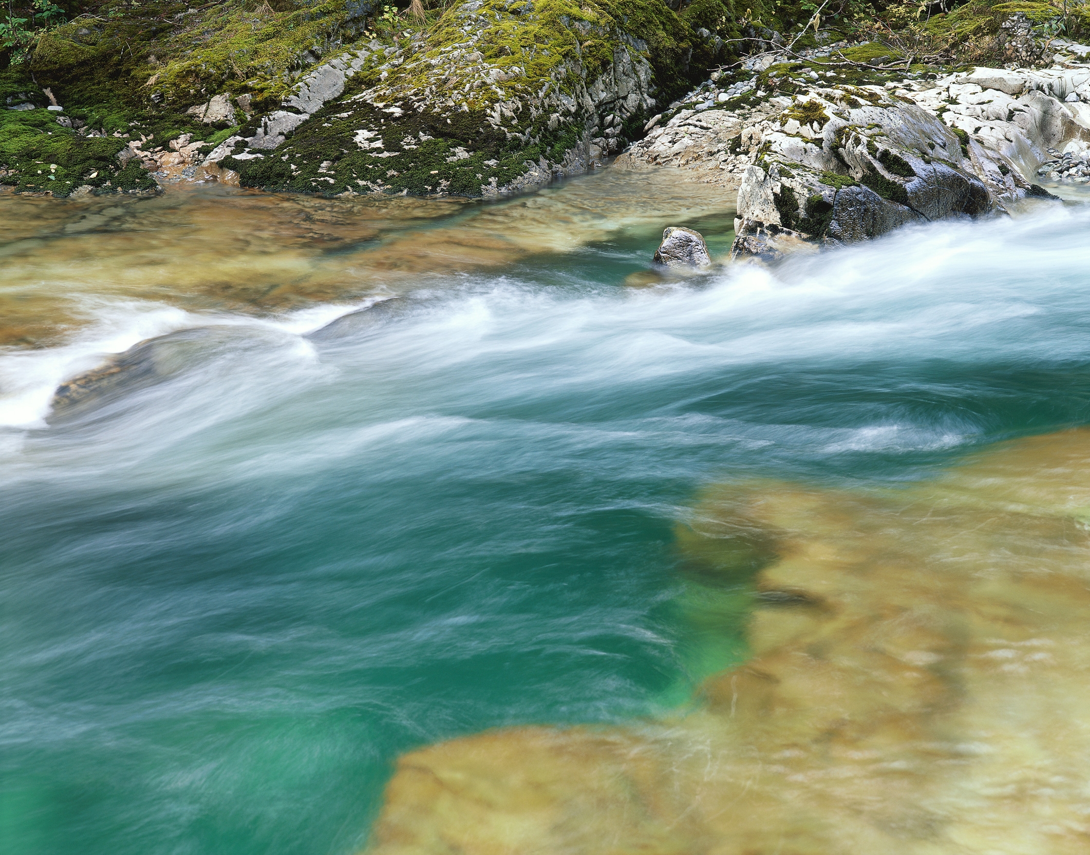 Free download wallpaper Nature, Rivers, Stones, Flow, Speed, Moss, Stream on your PC desktop