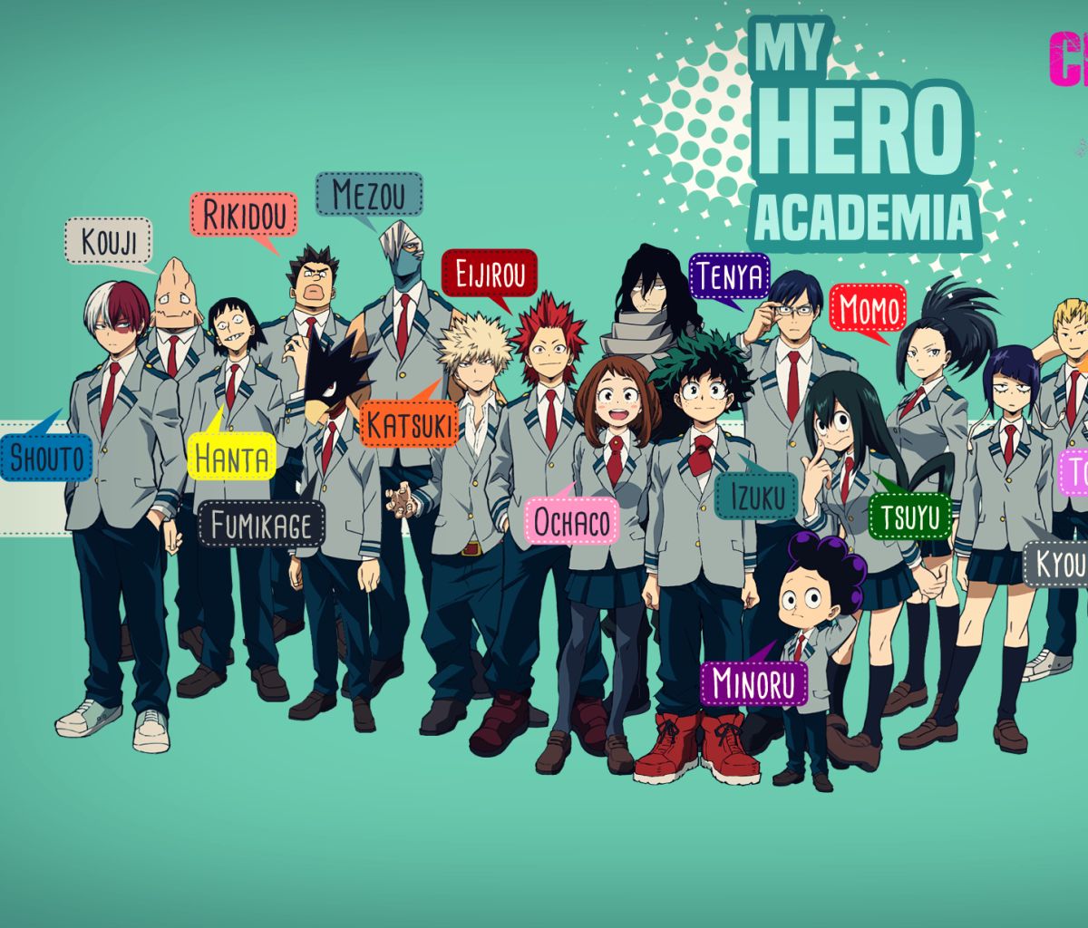 Download mobile wallpaper Anime, Izuku Midoriya, Shoto Todoroki, Katsuki Bakugou, My Hero Academia, Ochaco Uraraka, Minoru Mineta, Eijiro Kirishima, Momo Yaoyorozu, Shouta Aizawa, Tsuyu Asui, Fumikage Tokoyami, Denki Kaminari for free.