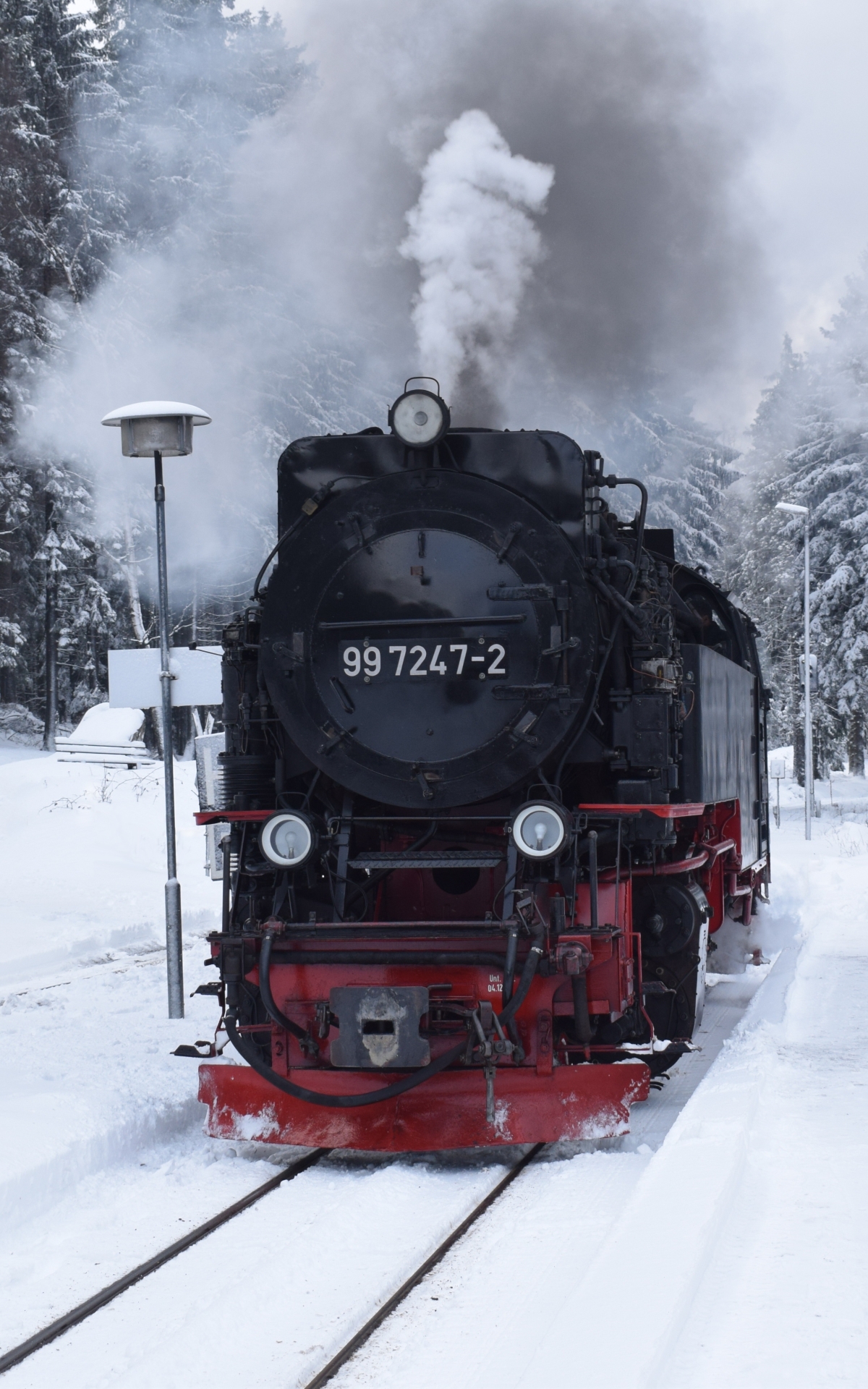 Download mobile wallpaper Winter, Snow, Train, Locomotive, Vehicle, Vehicles for free.