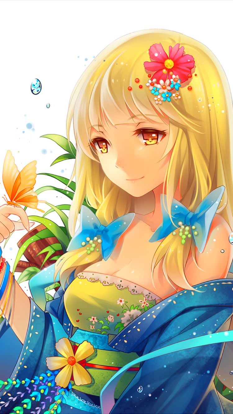 Handy-Wallpaper Blond, Gelbe Augen, Original, Blondinen, Animes kostenlos herunterladen.