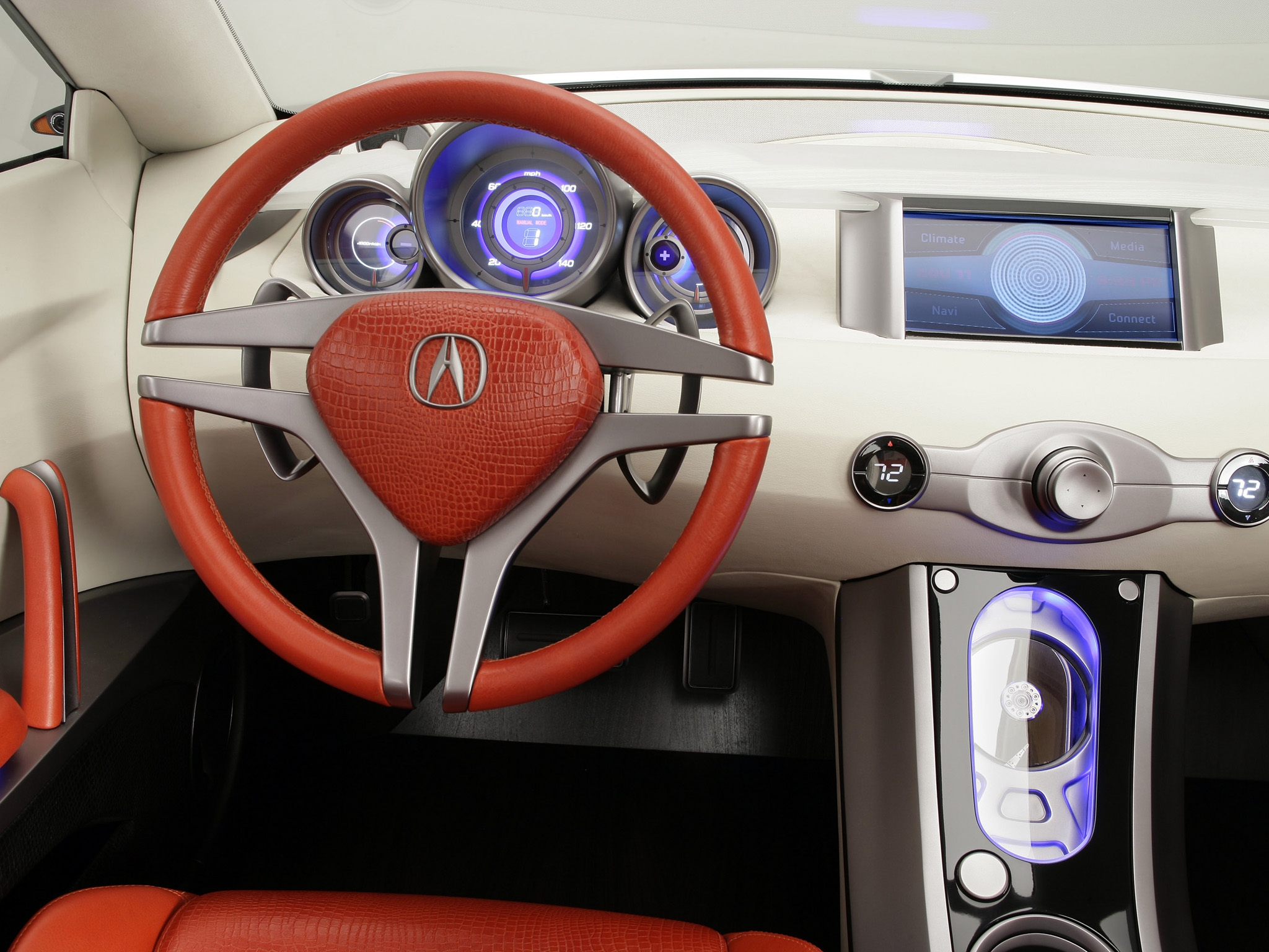 acura, interior, cars, concept, 2005, steering wheel, rudder, salon, speedometer, rd x