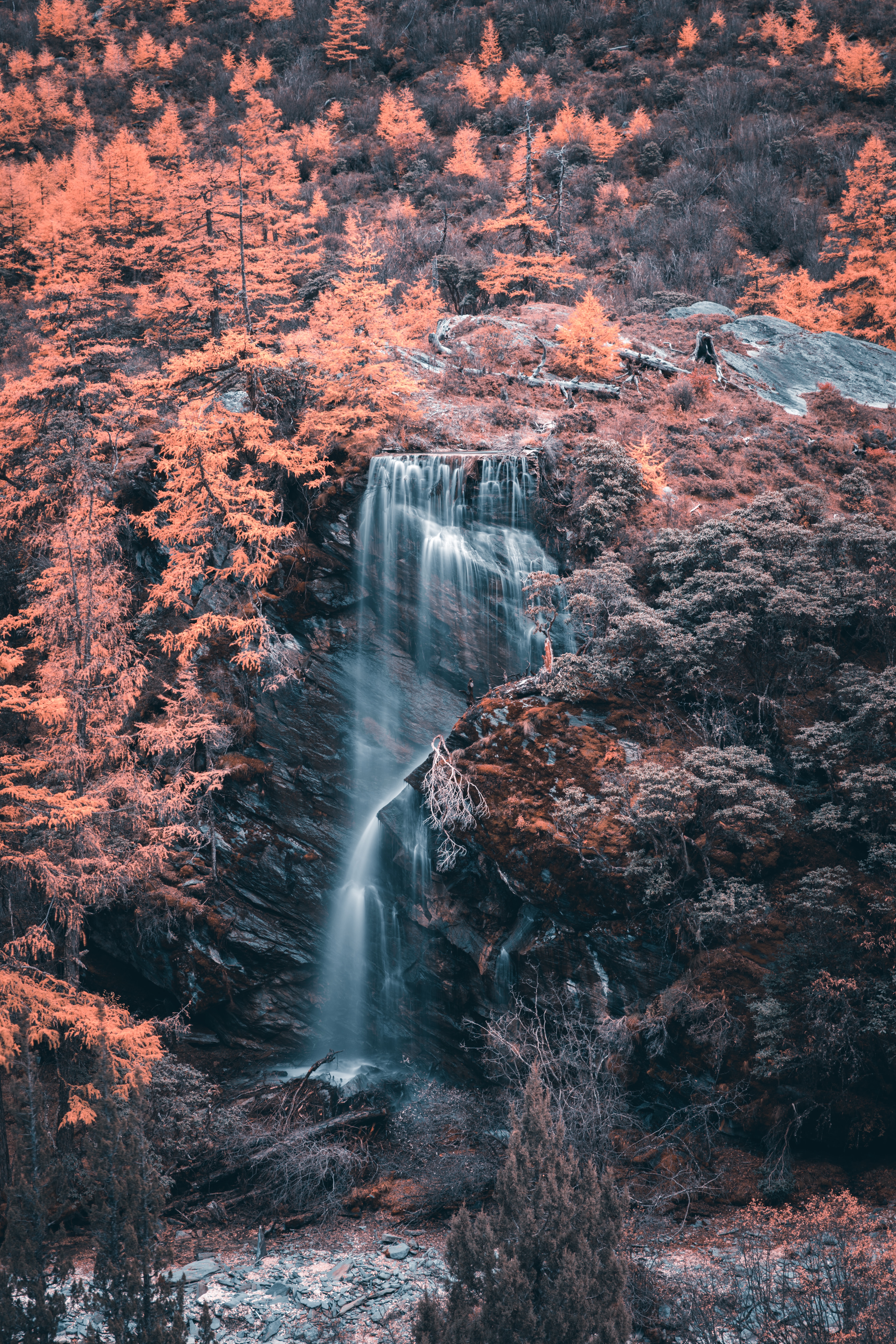PCデスクトップに岩, 自然, 上から見る, 木, 川, 滝画像を無料でダウンロード