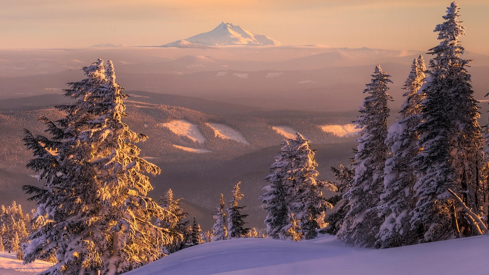 PCデスクトップに冬, 山脈, 雪, モミの木, 風景画像を無料でダウンロード