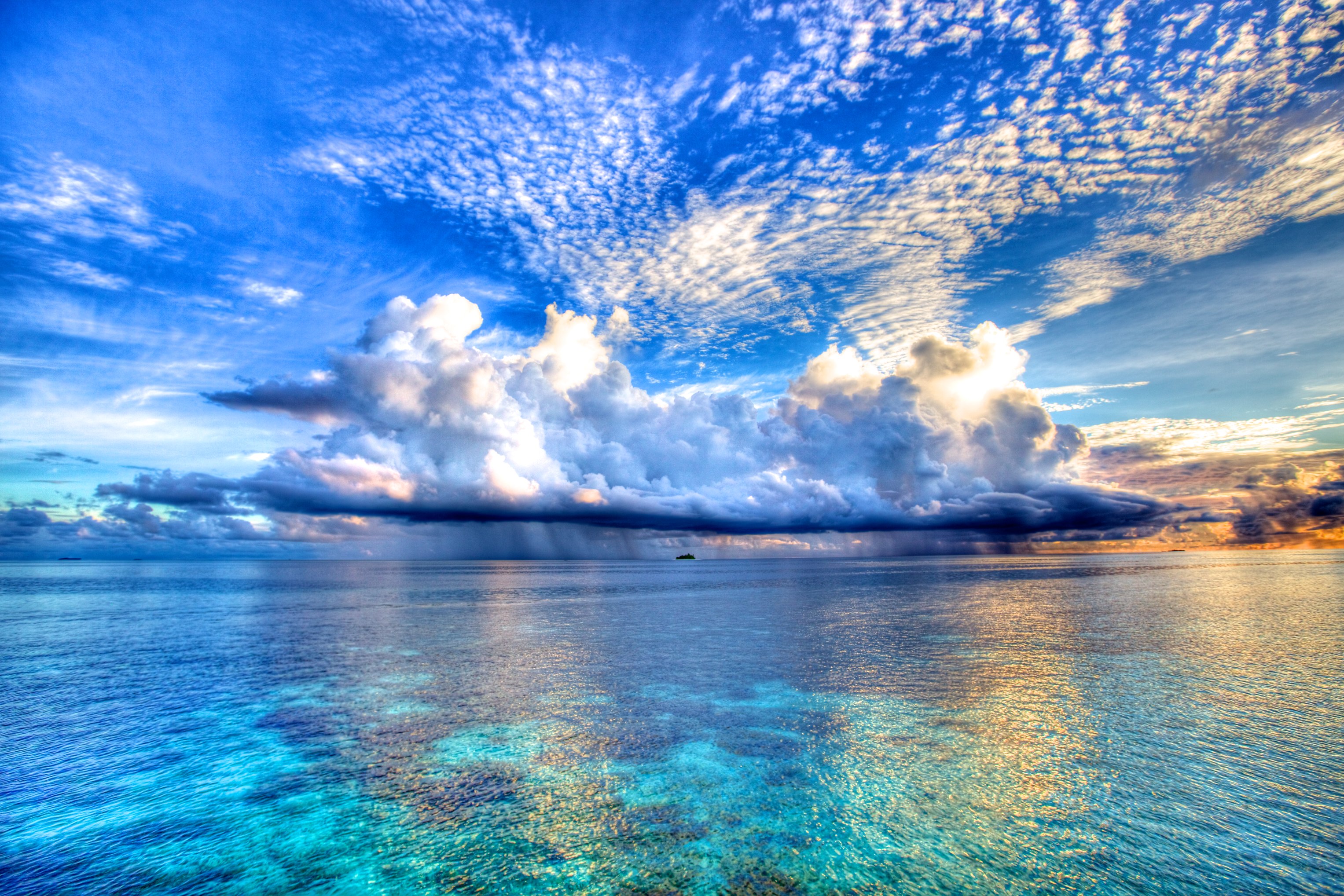 maldives, horizon, ocean, sky, water, cloud, nature, earth