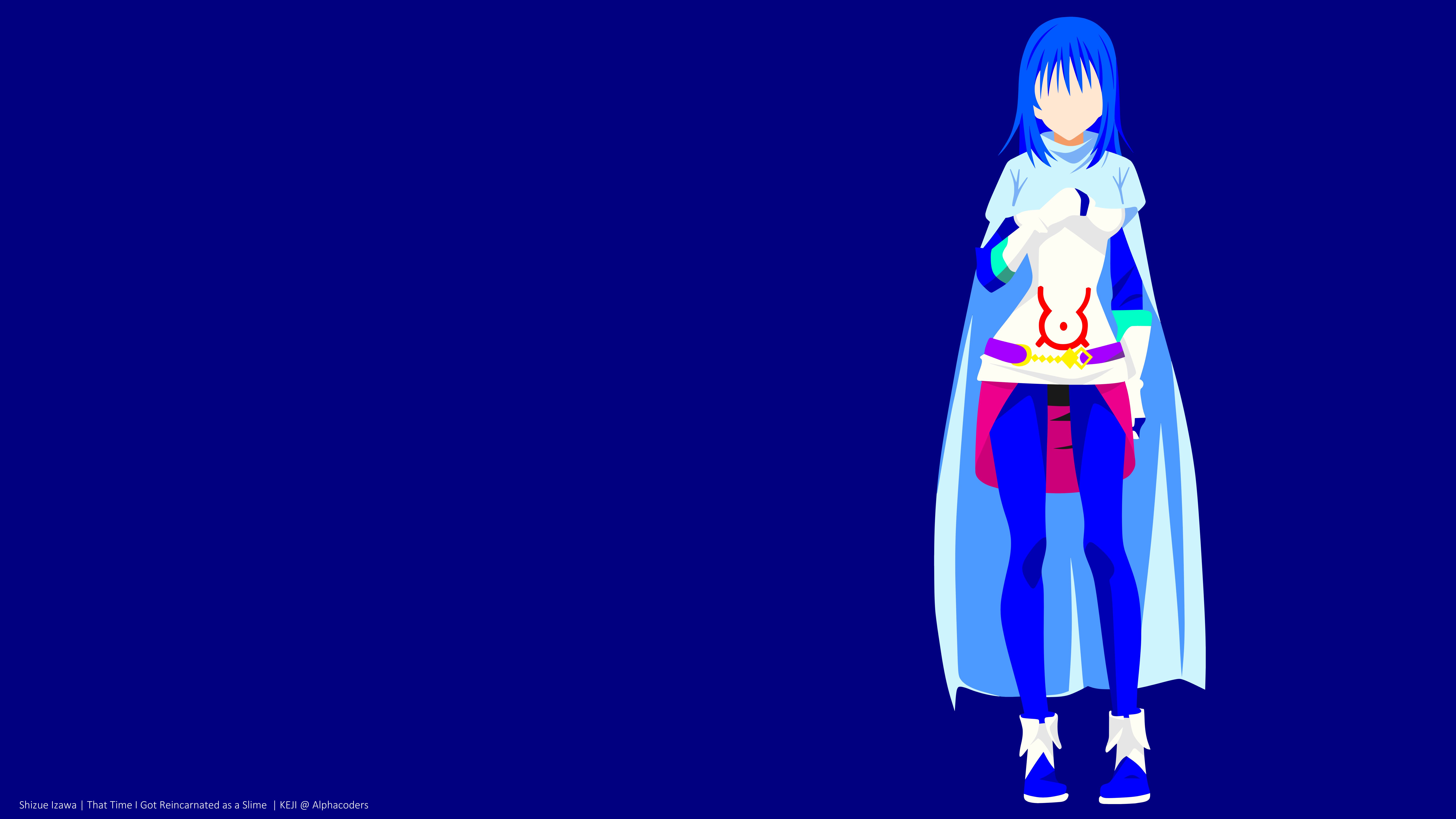 anime, that time i got reincarnated as a slime, blue hair, minimalist, shizue izawa