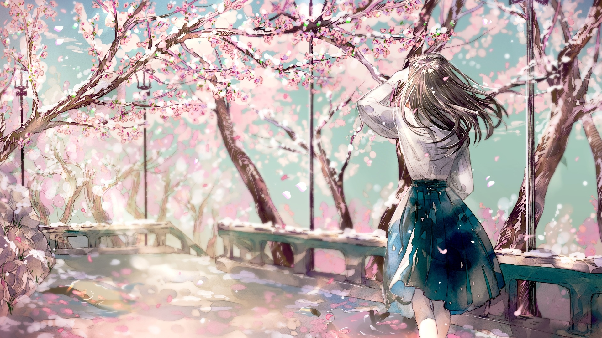 Download mobile wallpaper Anime, Original, School Uniform, Sakura Blossom for free.