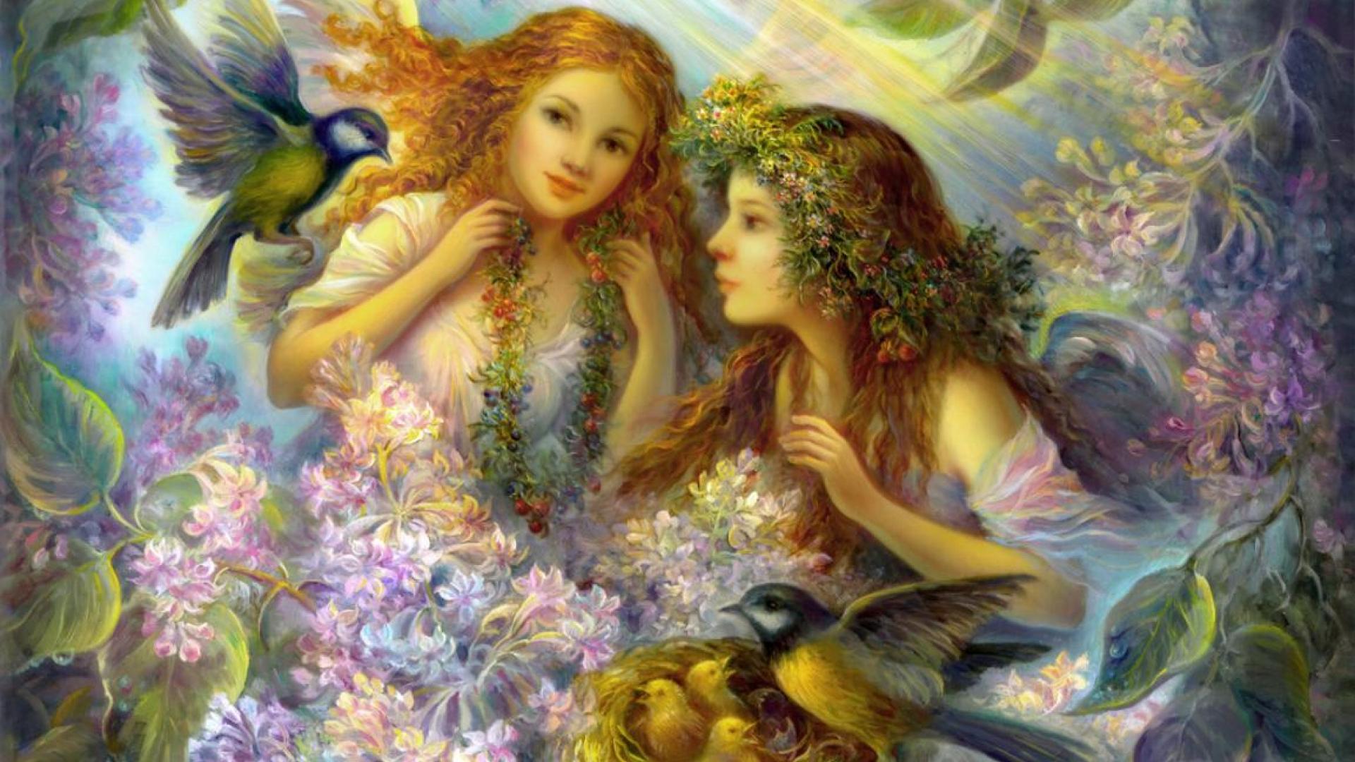 Free download wallpaper Fantasy, Flower, Bird, Angel, Child on your PC desktop