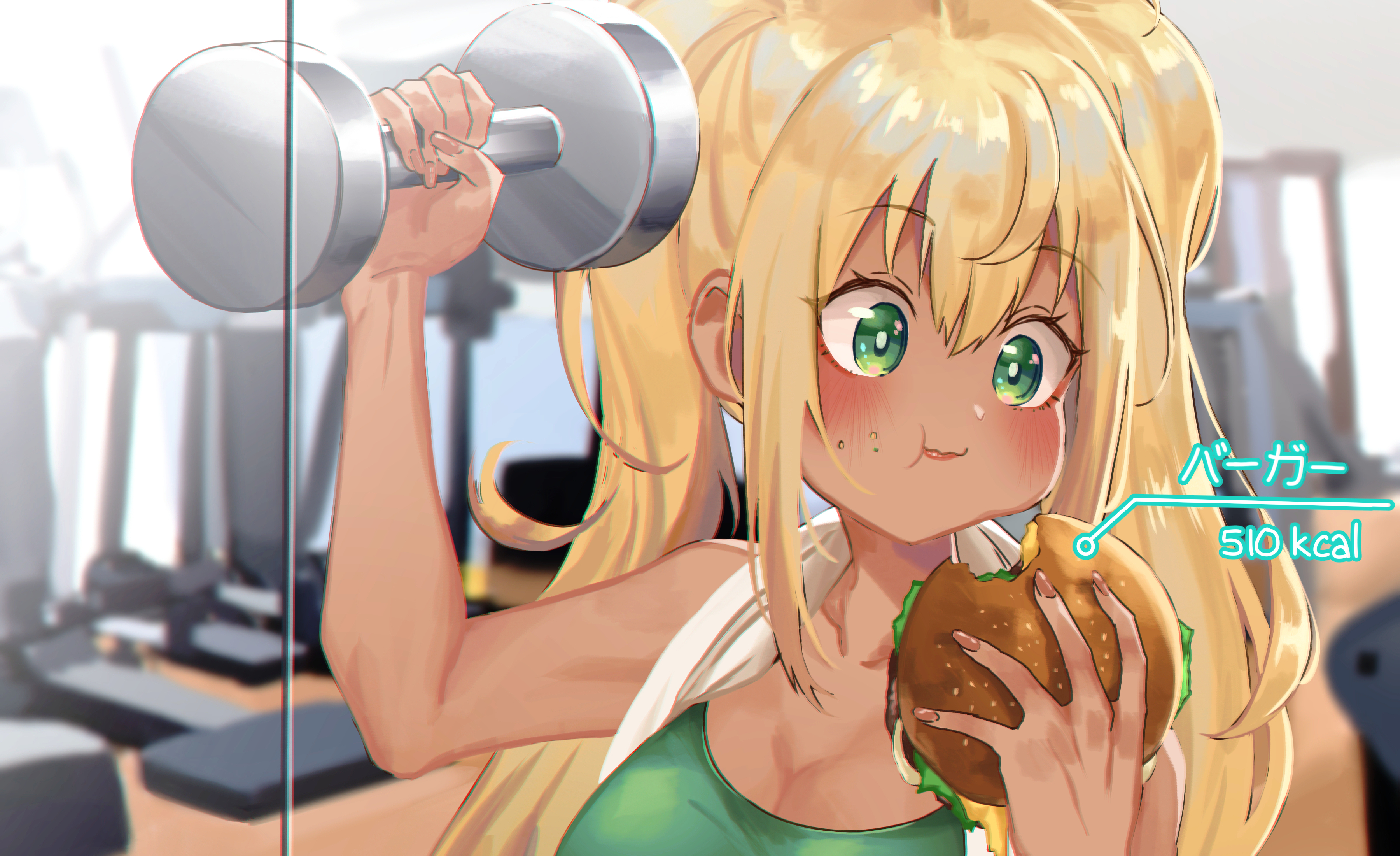 anime, how heavy are the dumbbells you lift?, hibiki sakura