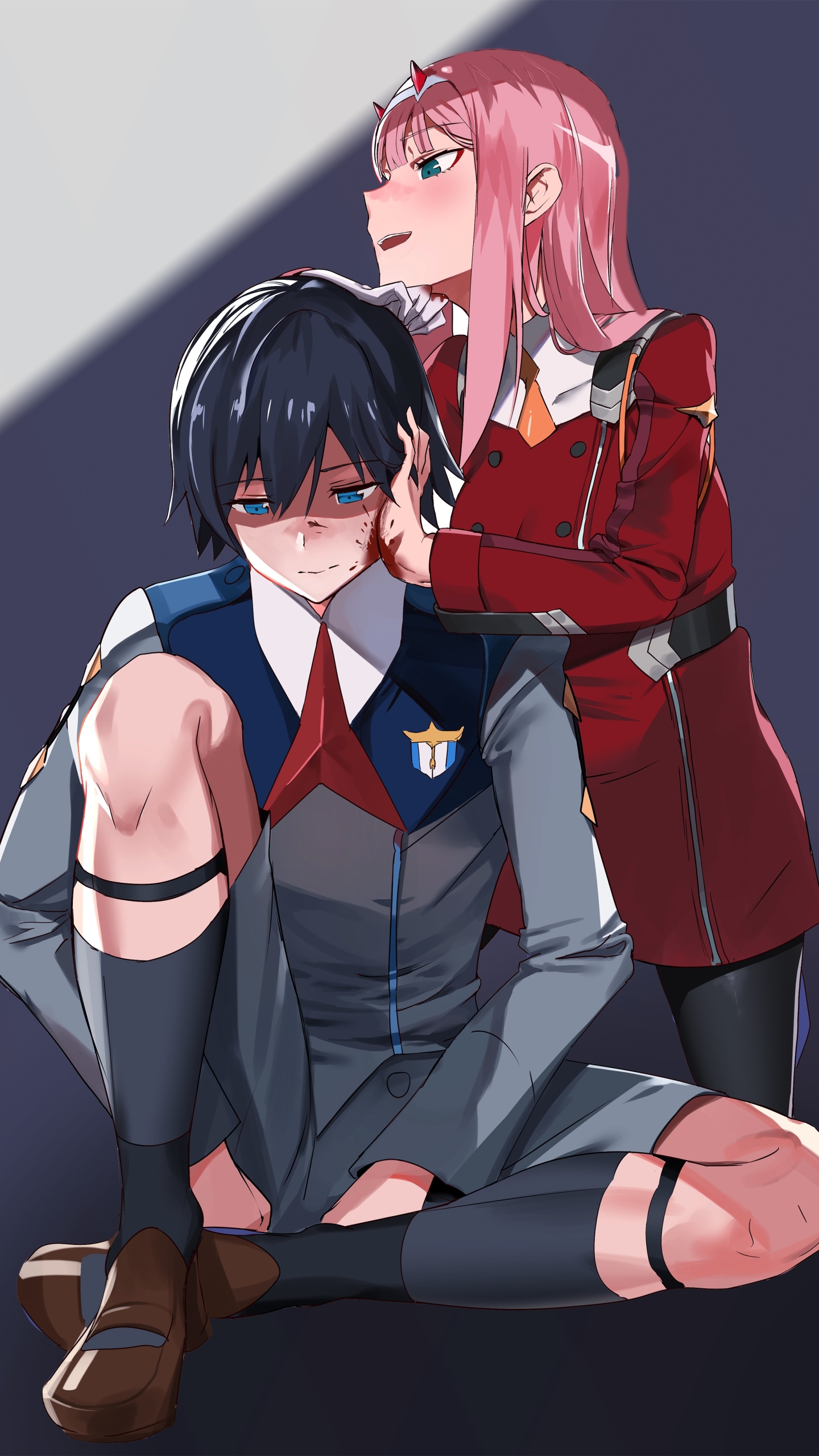 Handy-Wallpaper Animes, Darling In The Franxx, Zero Two (Liebling Im Franxx), Hiro (Liebling Im Franxx) kostenlos herunterladen.