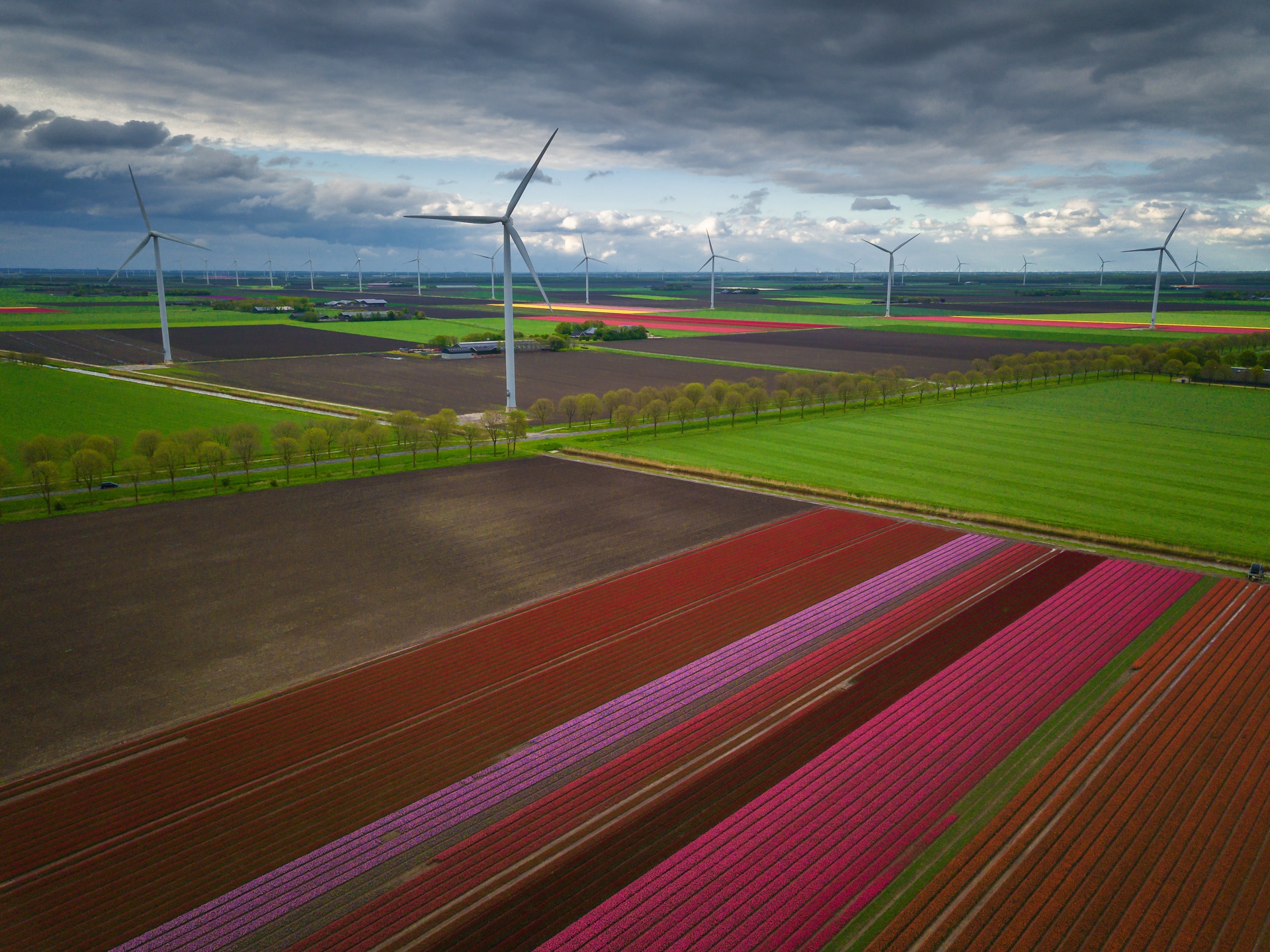 Download mobile wallpaper Field, Wind Turbine, Man Made for free.