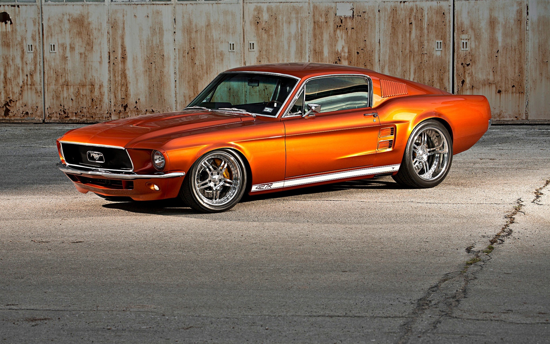 Téléchargez gratuitement l'image Voiture, Ford Mustang, Voiture Musclée, Véhicules, Gué, Voiture Orange sur le bureau de votre PC