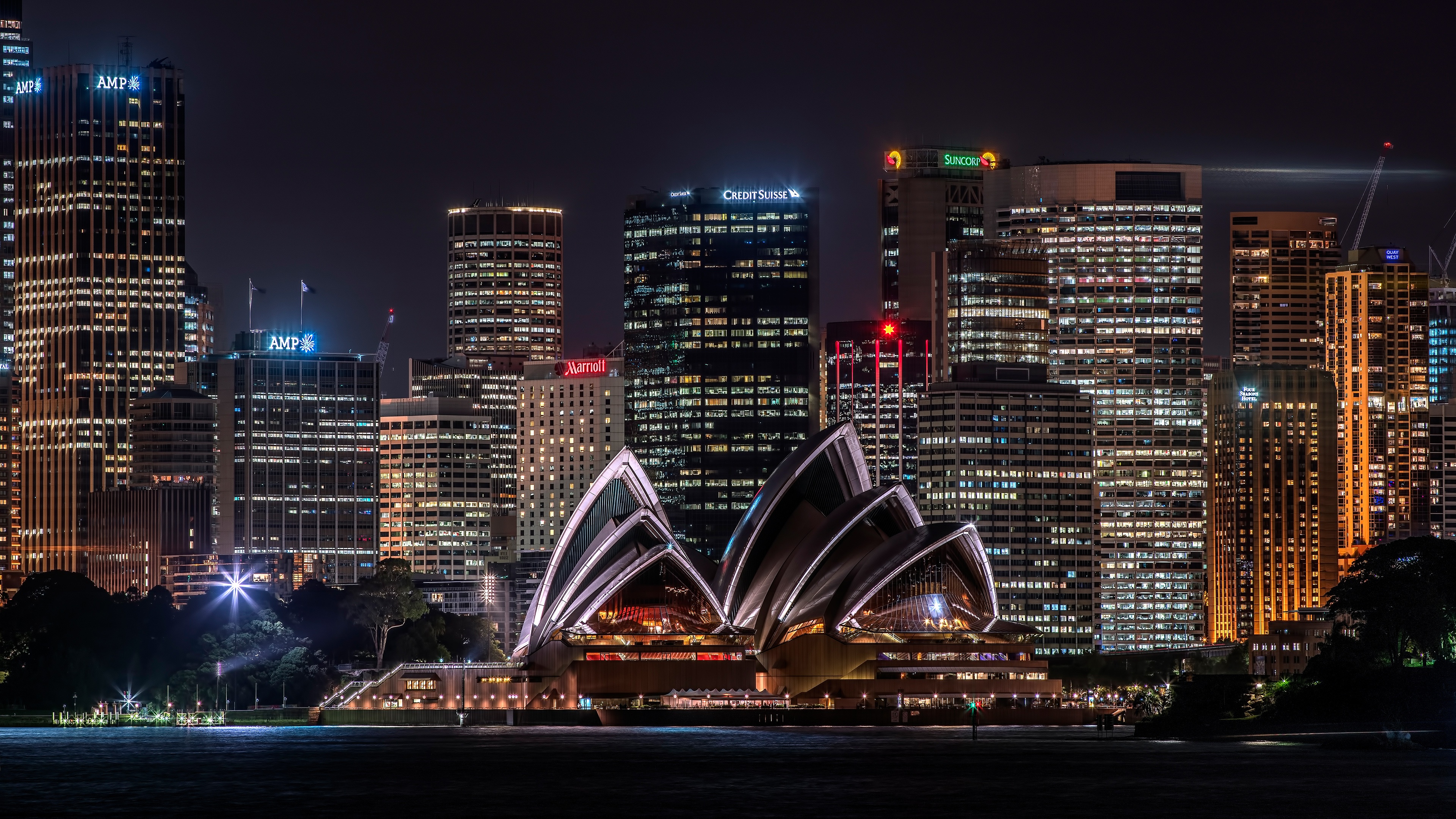 PCデスクトップに街, シドニー, 超高層ビル, 建物, オーストラリア, 夜, シドニーオペラハウス, マンメイド画像を無料でダウンロード