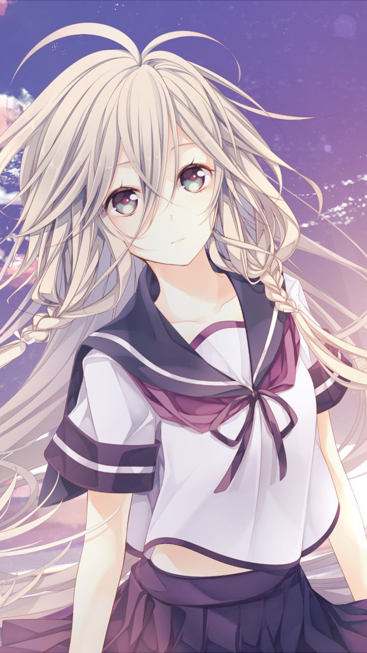 Download mobile wallpaper Anime, Sunset, Cloud, Vocaloid, Braid, School Uniform, Long Hair, White Hair, Ia (Vocaloid) for free.