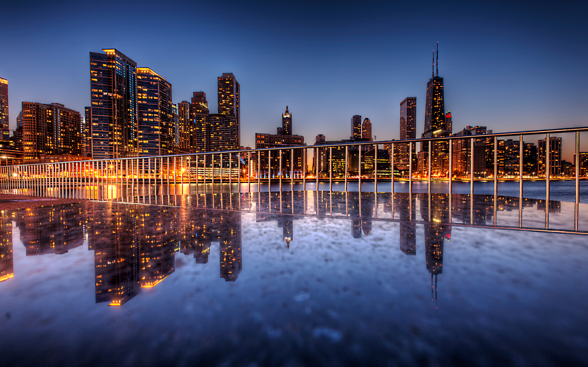 Free download wallpaper Cities, Night, Skyscraper, Building, Reflection, Light, Cityscape, Chicago, Man Made on your PC desktop