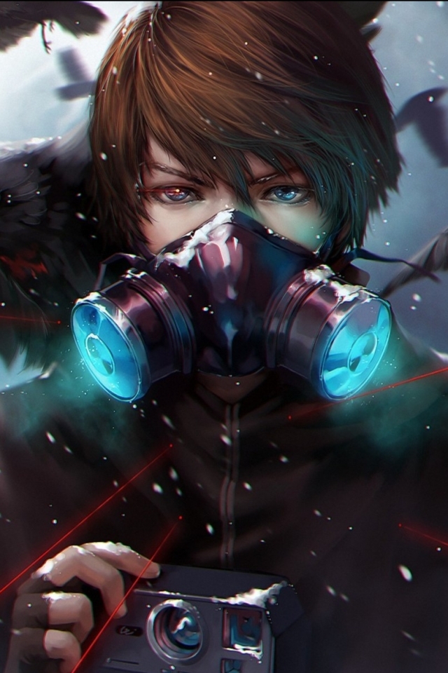 Download mobile wallpaper Anime, Gas Mask, Crow, Boy for free.