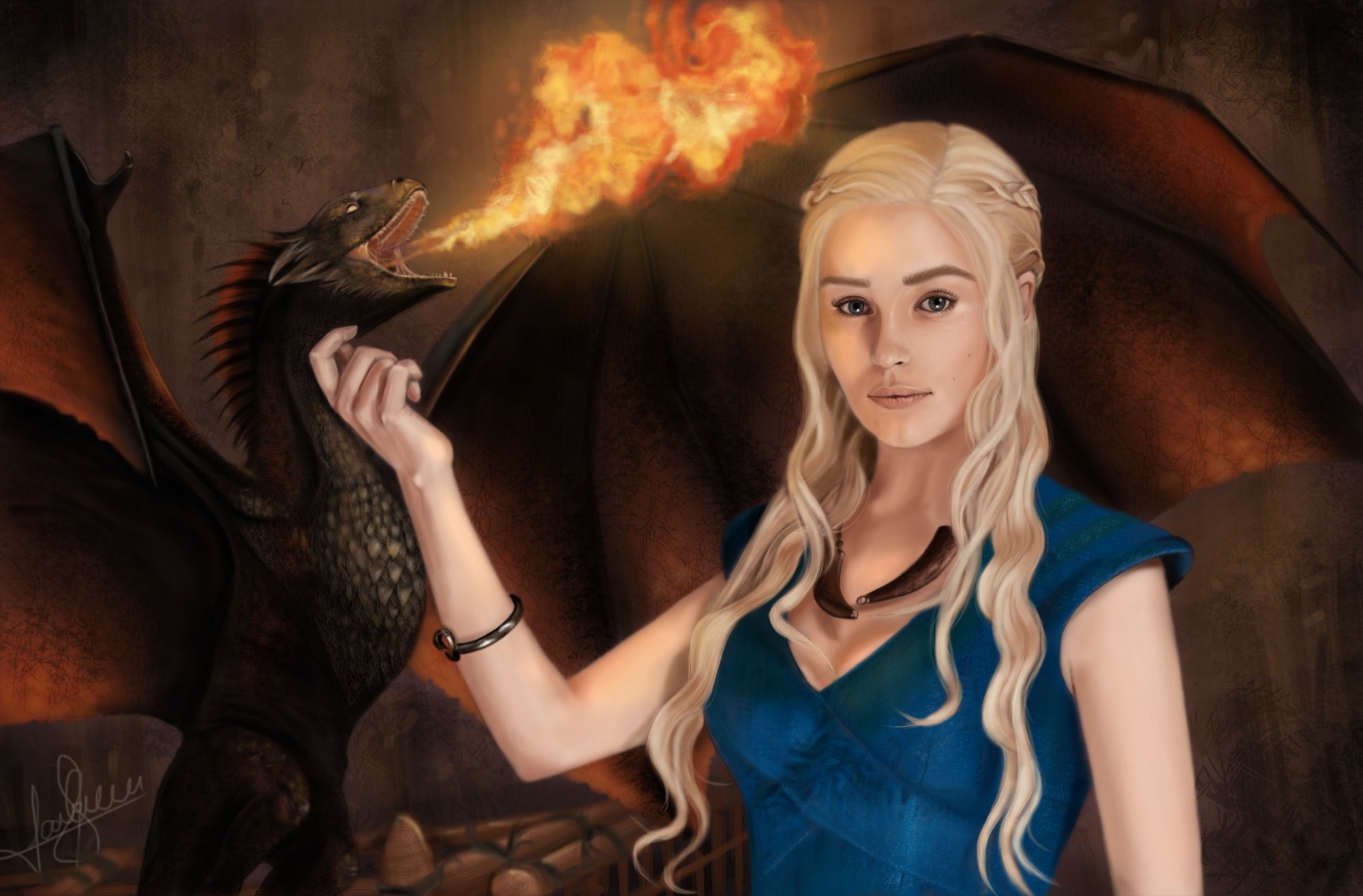game of thrones, daenerys targaryen, tv show, dragon