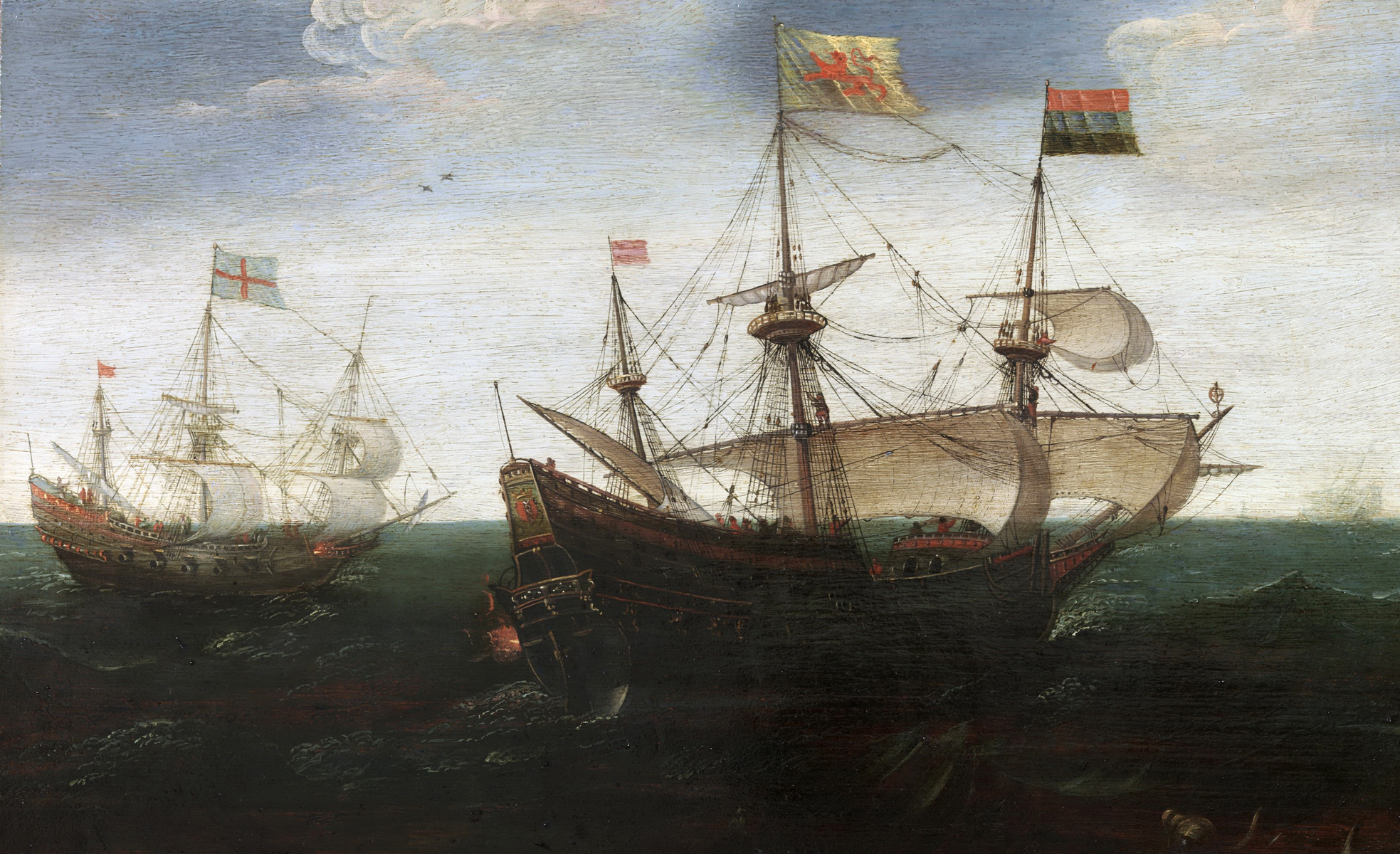 Free download wallpaper Painting, Sailboat, Ship, Artistic, Battle on your PC desktop