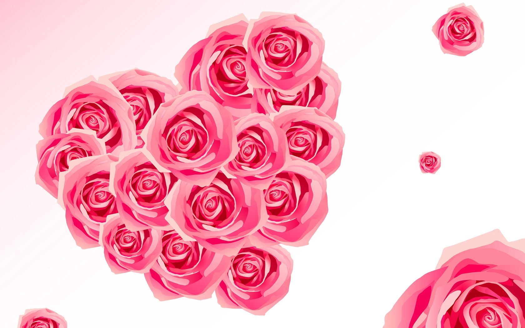 Скачать обои бесплатно Цветы, Сердце, Розовый, Вектор, Розы картинка на рабочий стол ПК