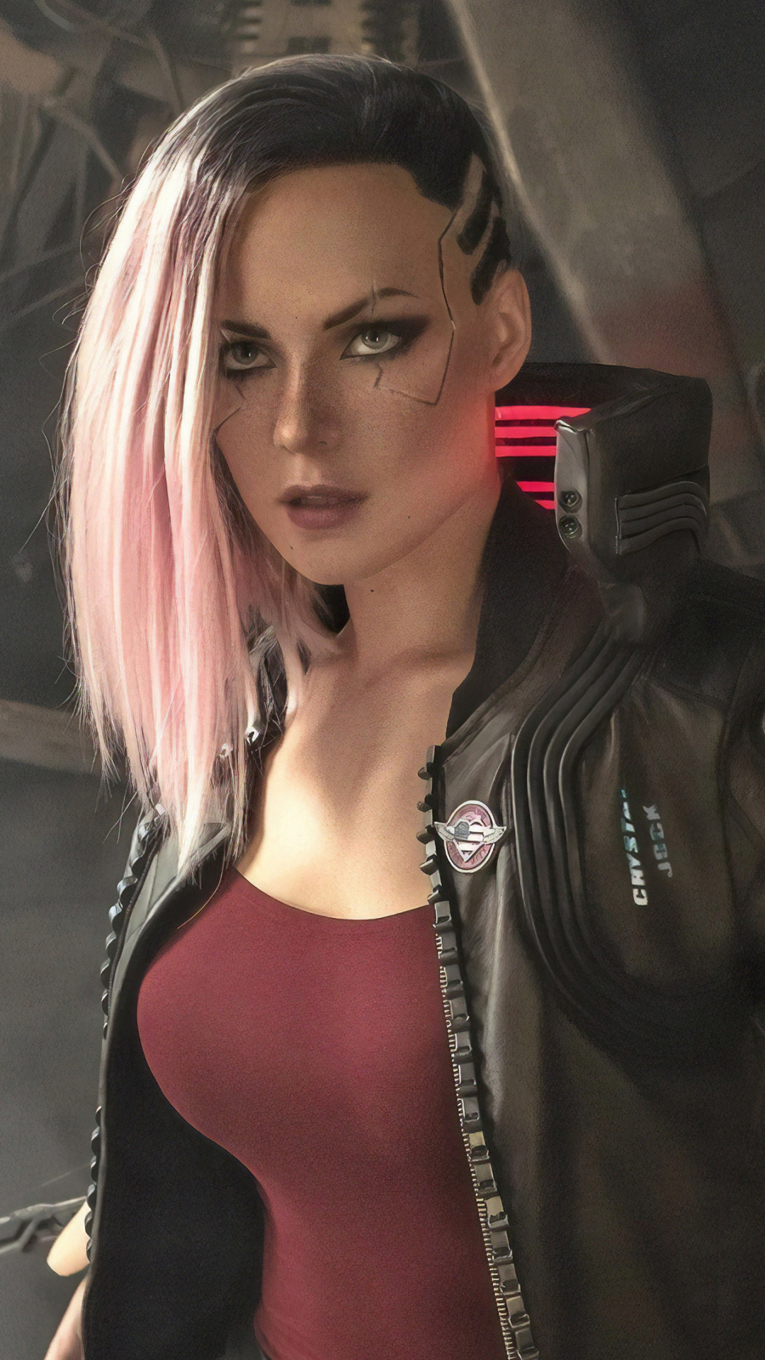 Handy-Wallpaper Cyborg, Pinkes Haar, Computerspiele, Cyberpunk 2077 kostenlos herunterladen.