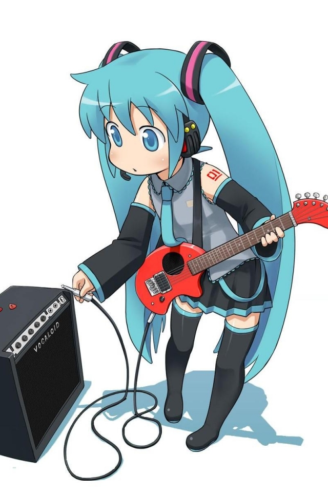 Download mobile wallpaper Anime, Guitar, Vocaloid, Hatsune Miku for free.