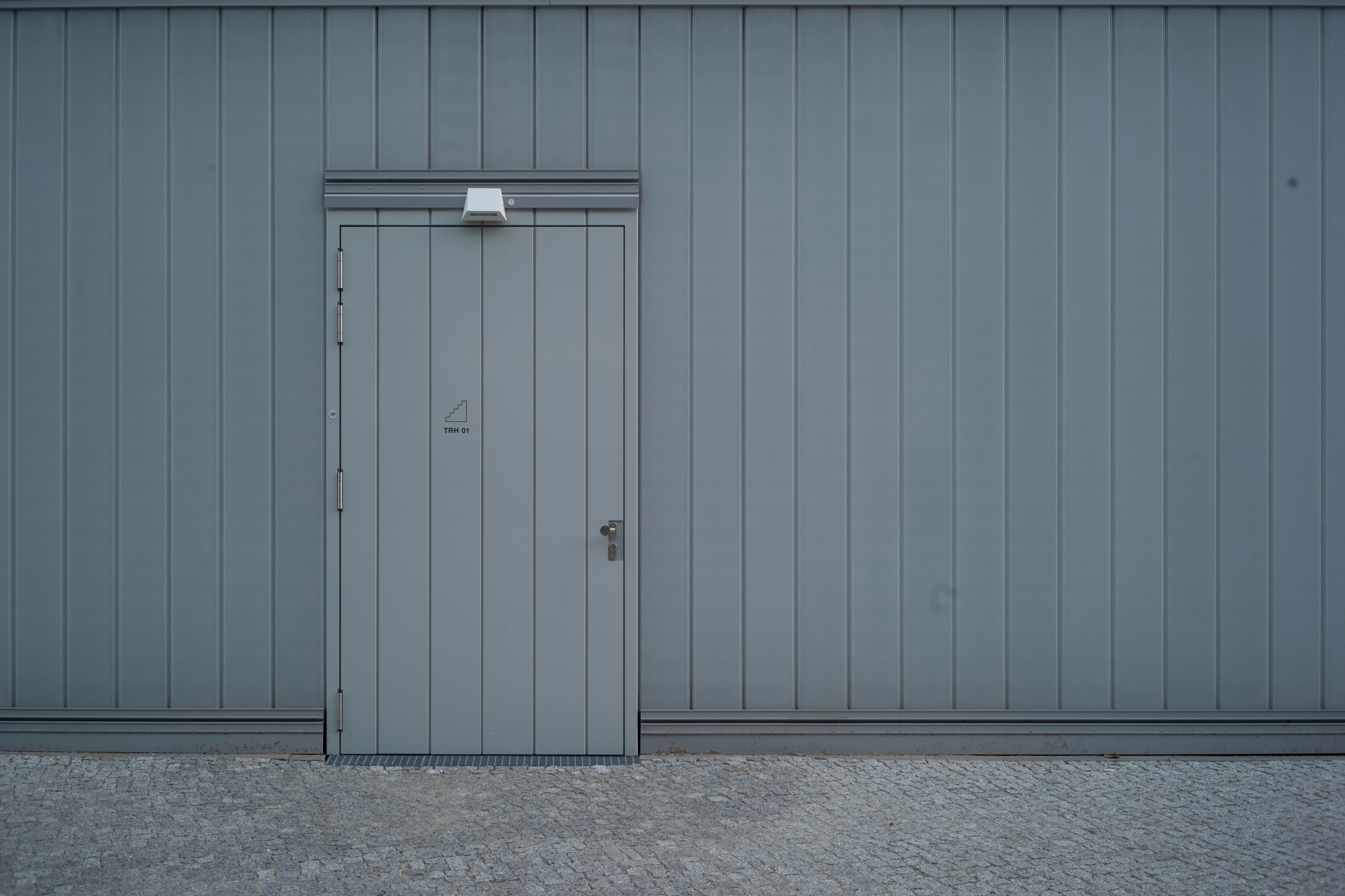 Download mobile wallpaper Door, Grey, Wall, Minimalism for free.