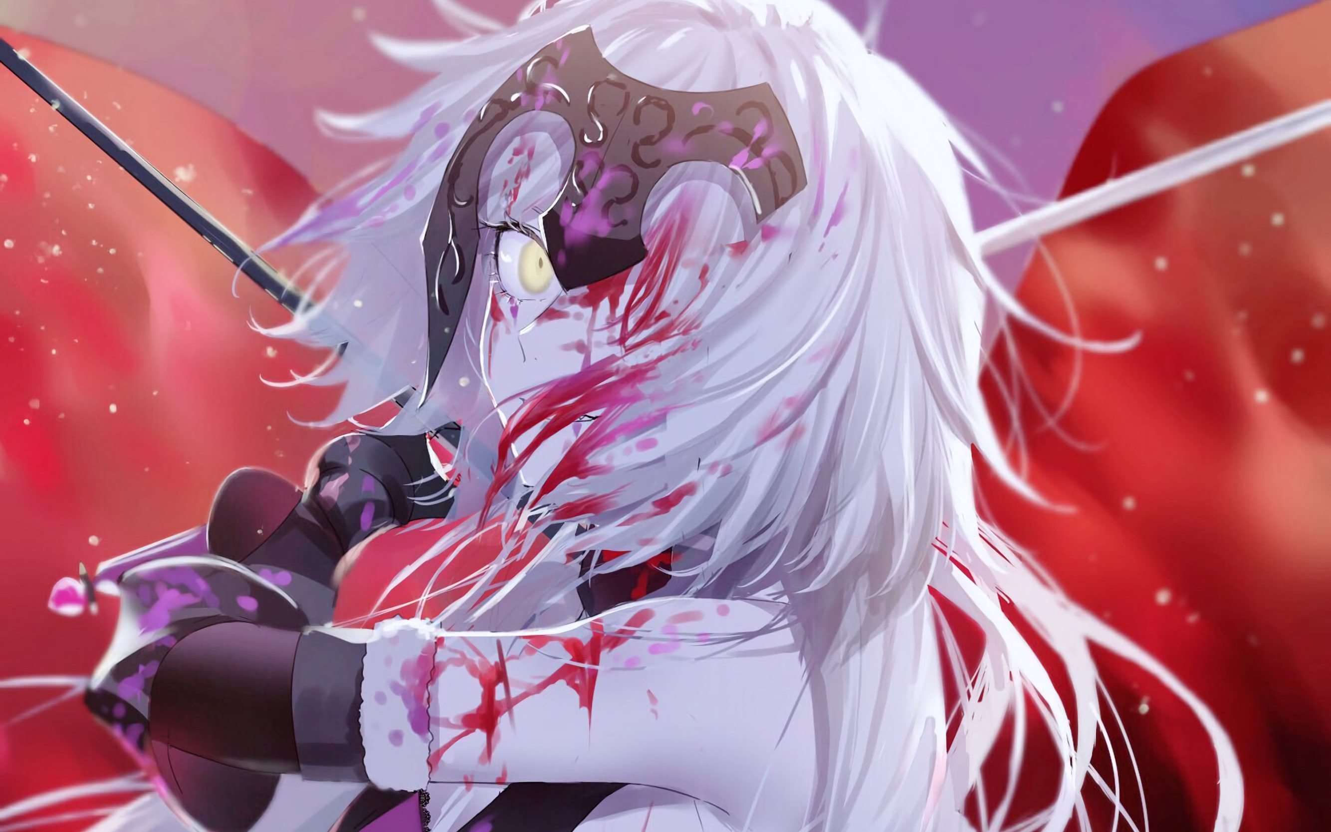 Download mobile wallpaper Anime, Blood, Yellow Eyes, Long Hair, White Hair, Fate/grand Order, Jeanne D'arc Alter, Avenger (Fate/grand Order), Fate Series for free.