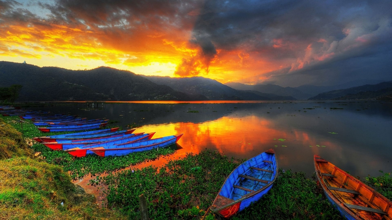 Free download wallpaper Sunset, Boat, Hdr, River, Canoe, Photography on your PC desktop