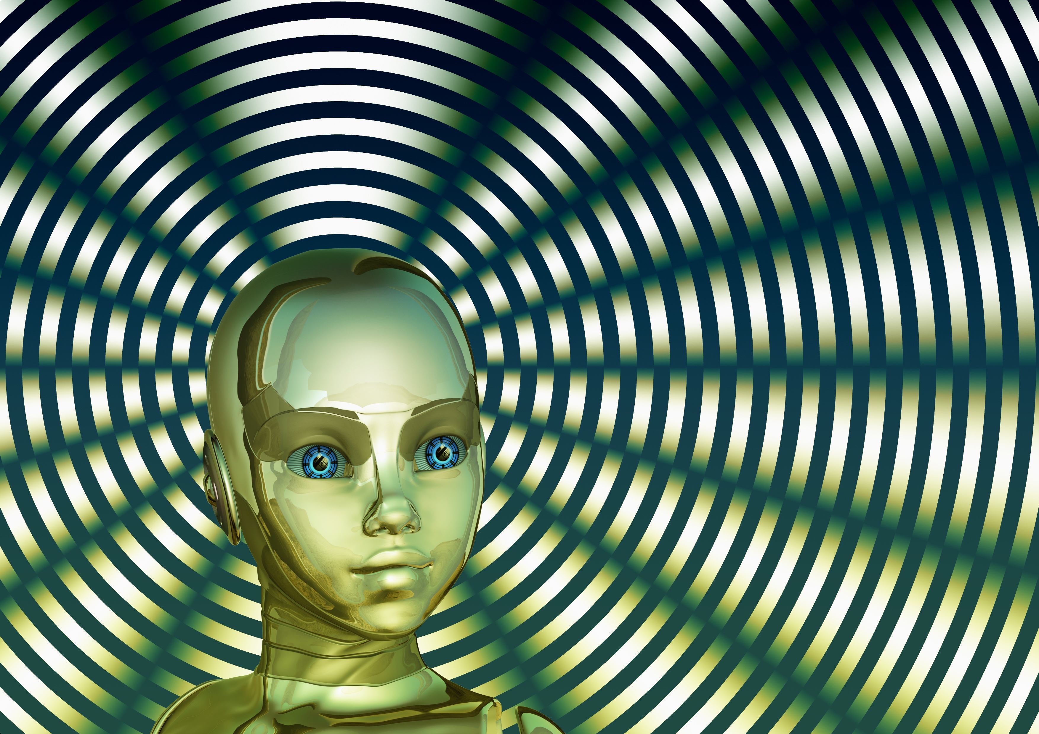 3d, gold, circles, nice, sweetheart, robot, golden, face wallpapers for tablet