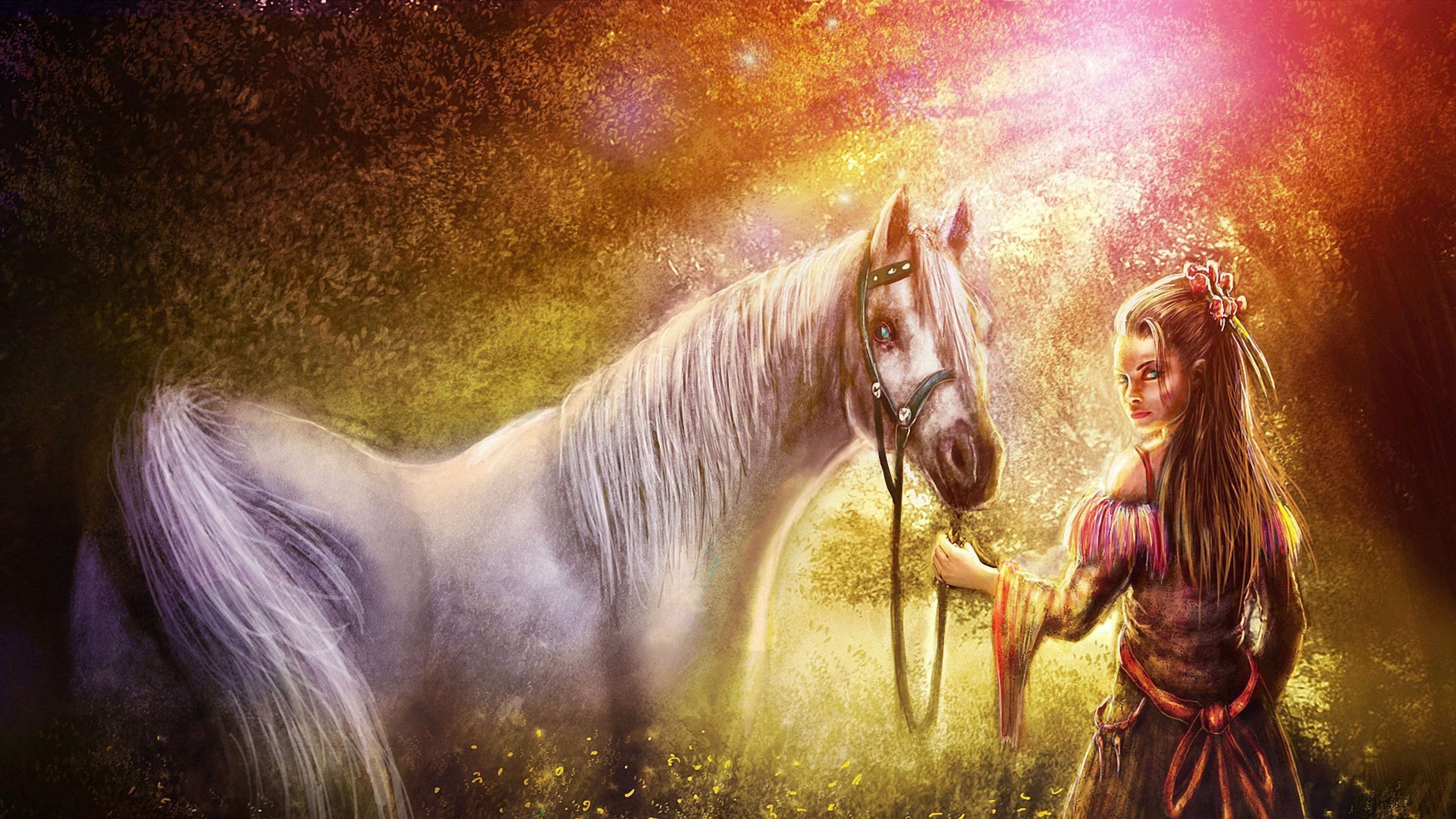 Download mobile wallpaper Fantasy, Child, Horse for free.