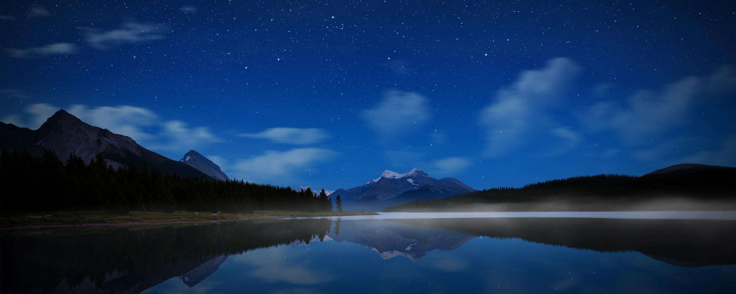 無料モバイル壁紙湖, 山, 地球, 夜, 反射をダウンロードします。